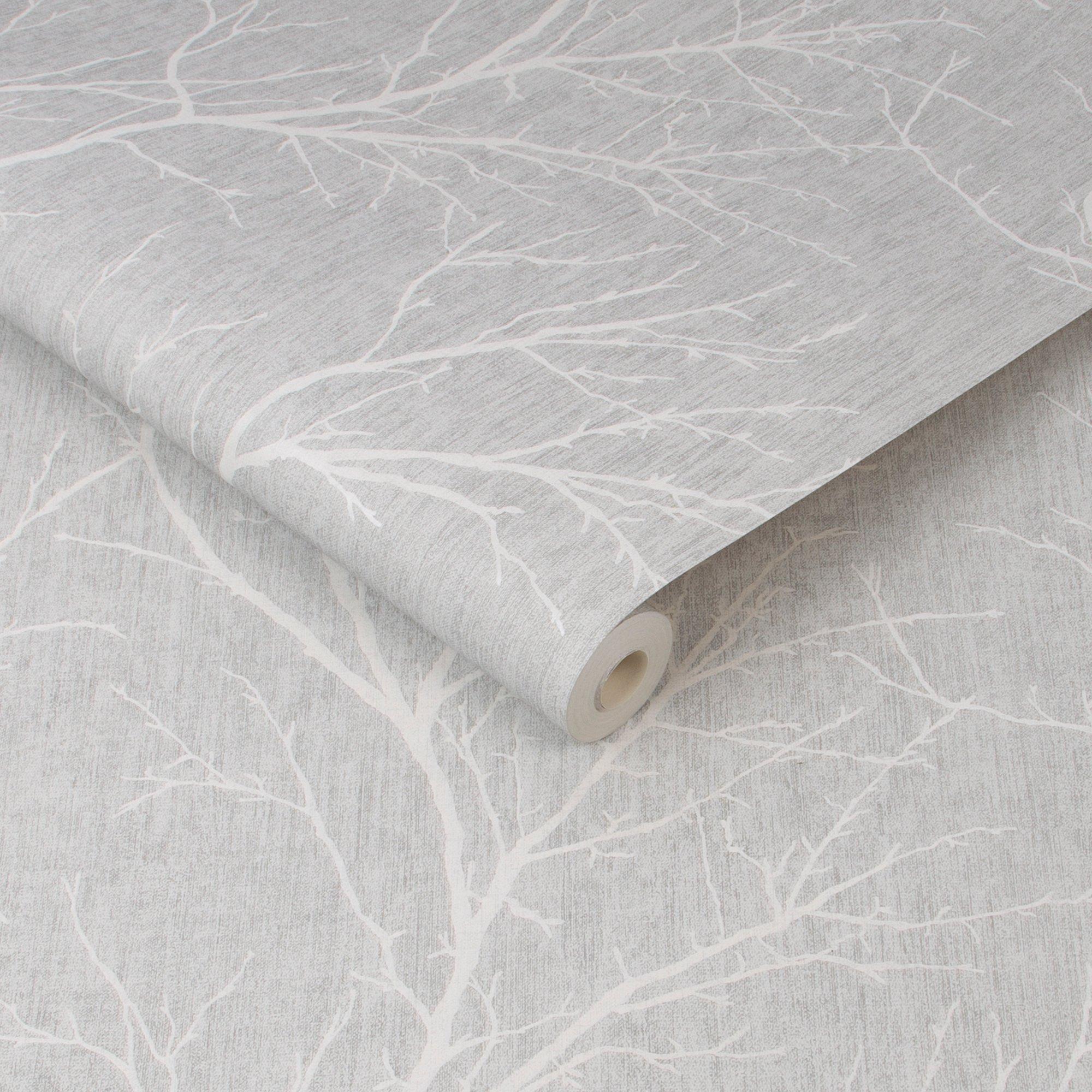 Grey - Fresco - Fresco Winter Tree Grey Wallpaper - 3