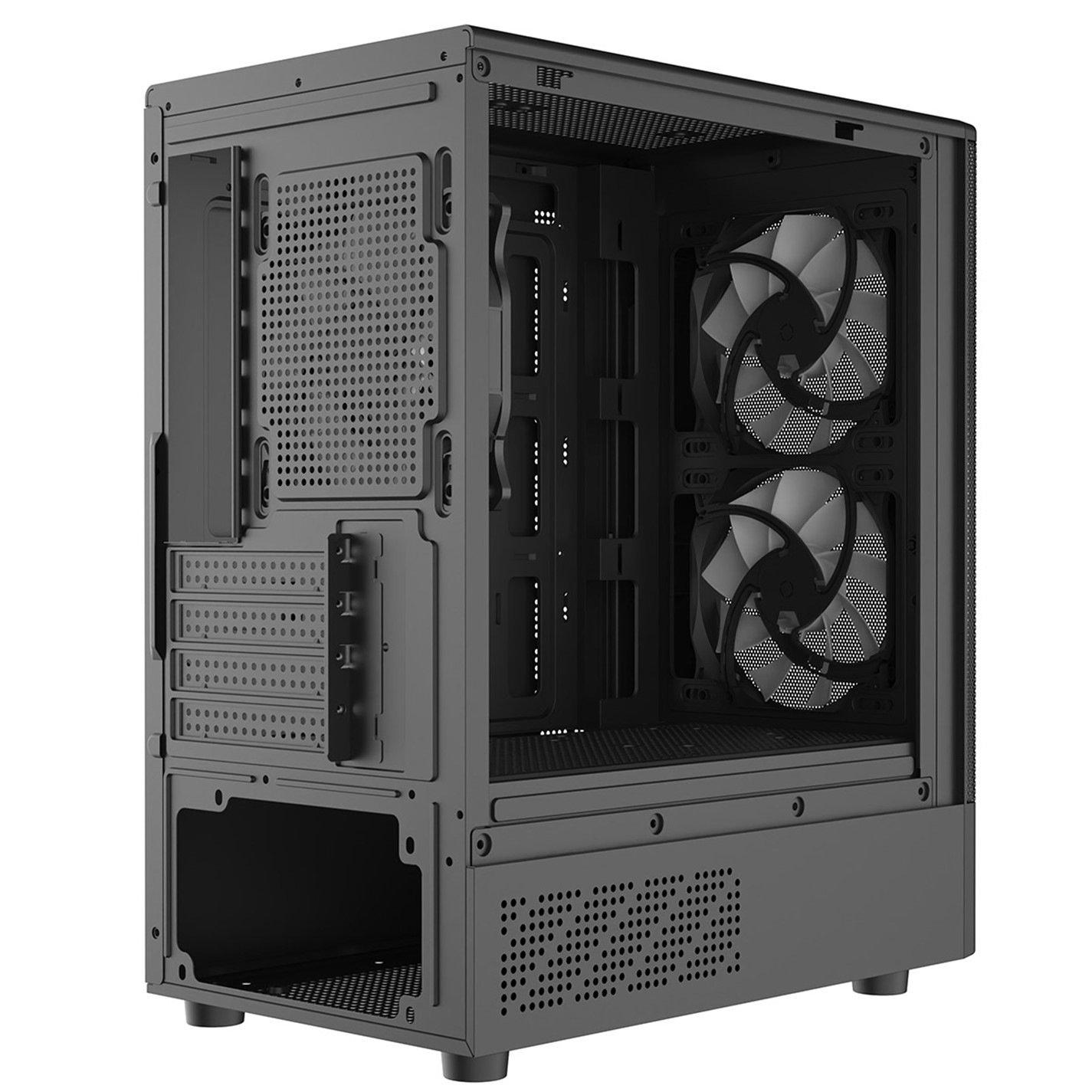 Black - CiT - F3 Black Micro-ATX Mesh PC Gaming Case - 9