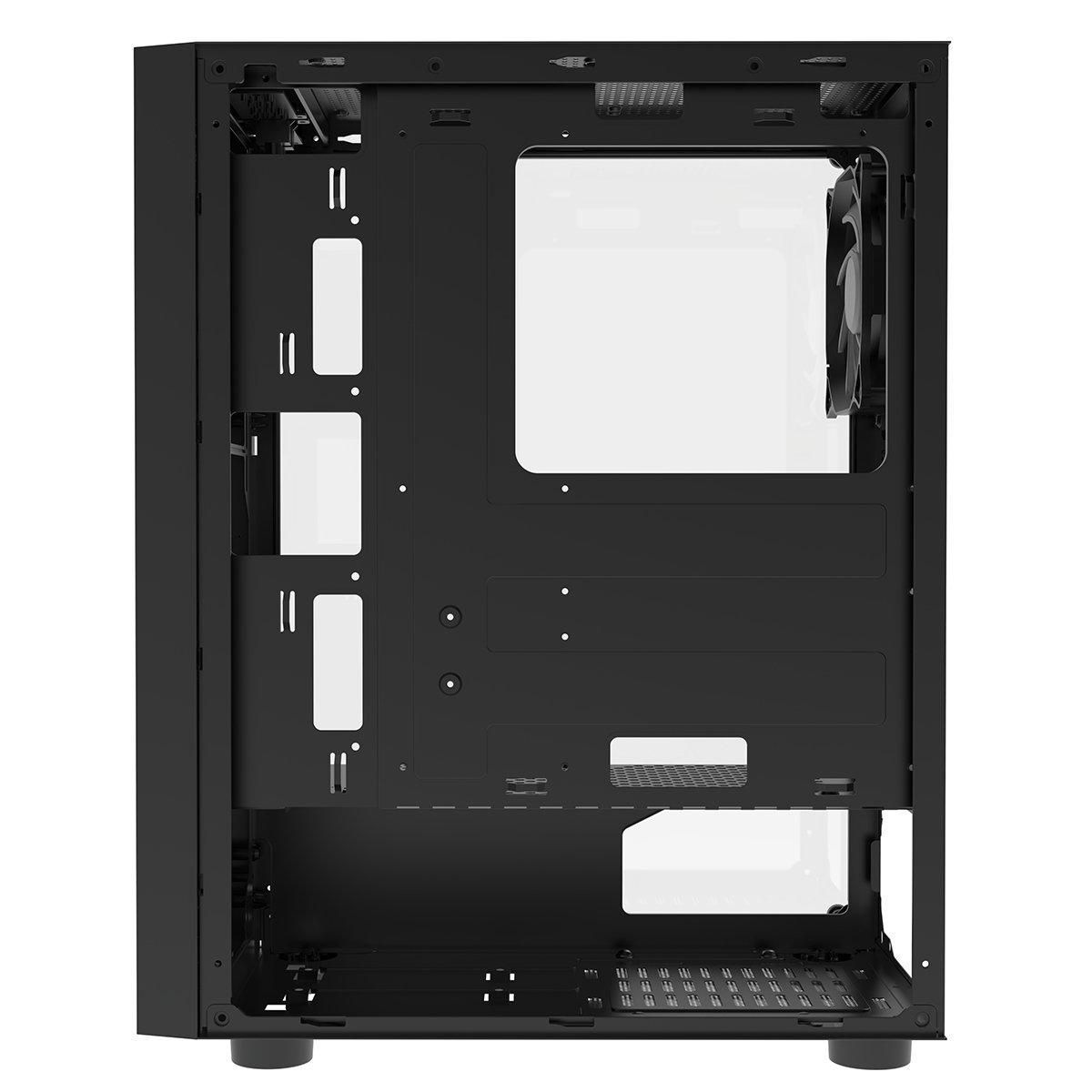 Black - CiT - Galaxy Mid Tower ATX Gaming PC Case with LED Strip + Fan - Black - 10