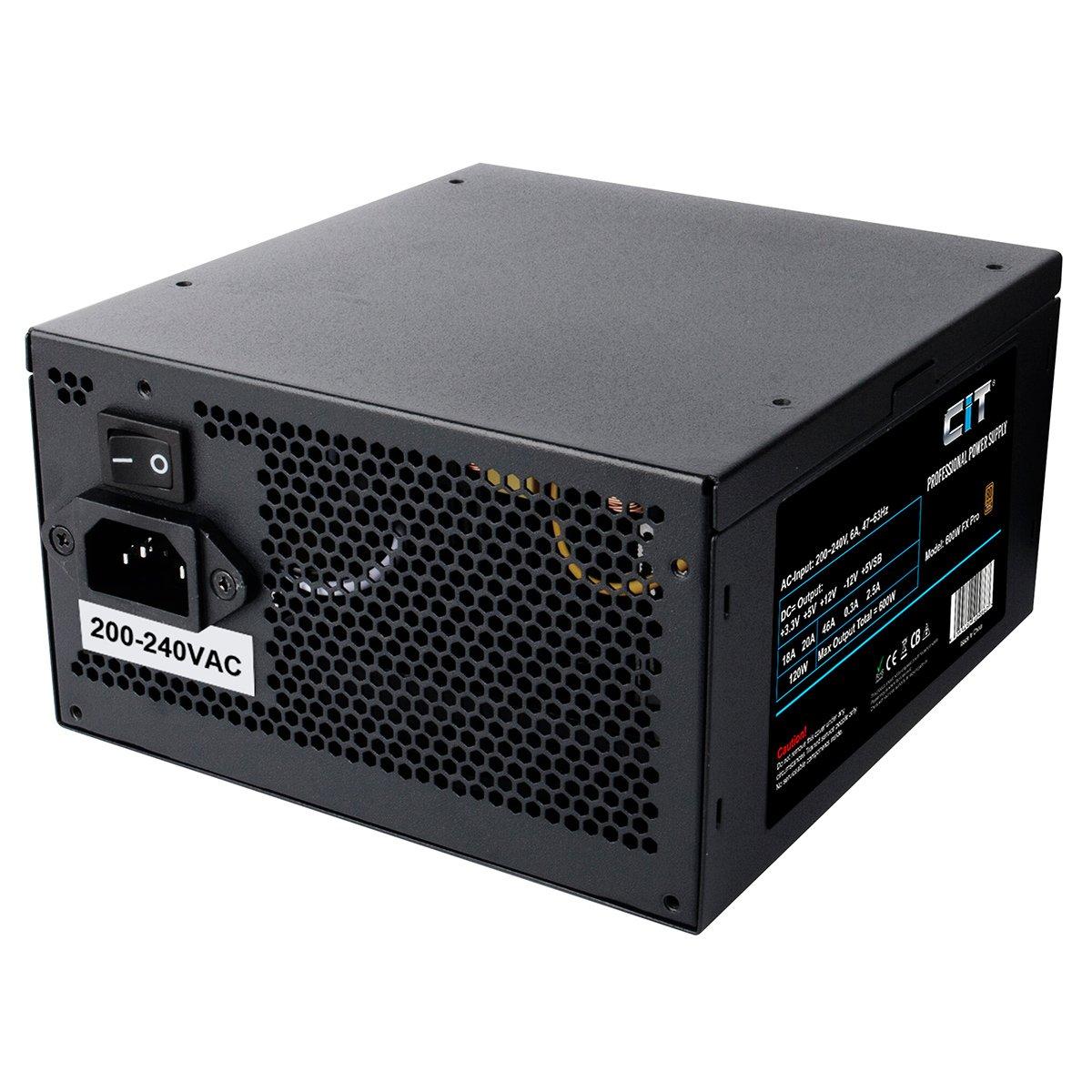 Bronze Noir - CiT - FX Pro 600w ATX Power Supply Unit APFC 80 Plus Bronze - with 14cm Fan - 4