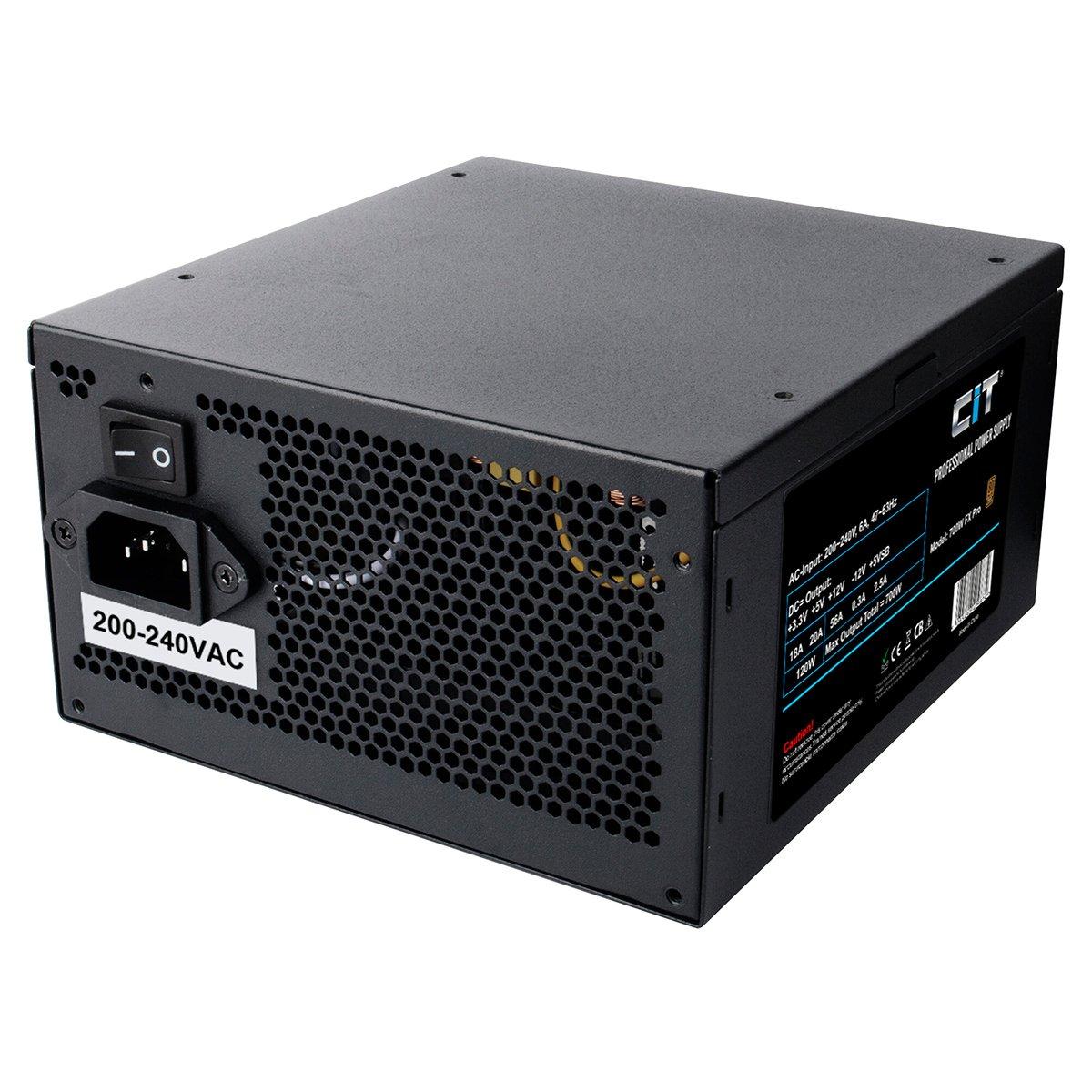Bronze Noir - CiT - FX Pro 700W ATX Power Supply Unit APFC 80 Plus Bronze - with 14cm Fan - 3