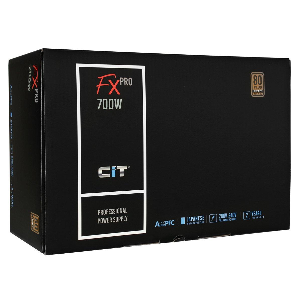 Bronze Noir - CiT - FX Pro 700W ATX Power Supply Unit APFC 80 Plus Bronze - with 14cm Fan - 9