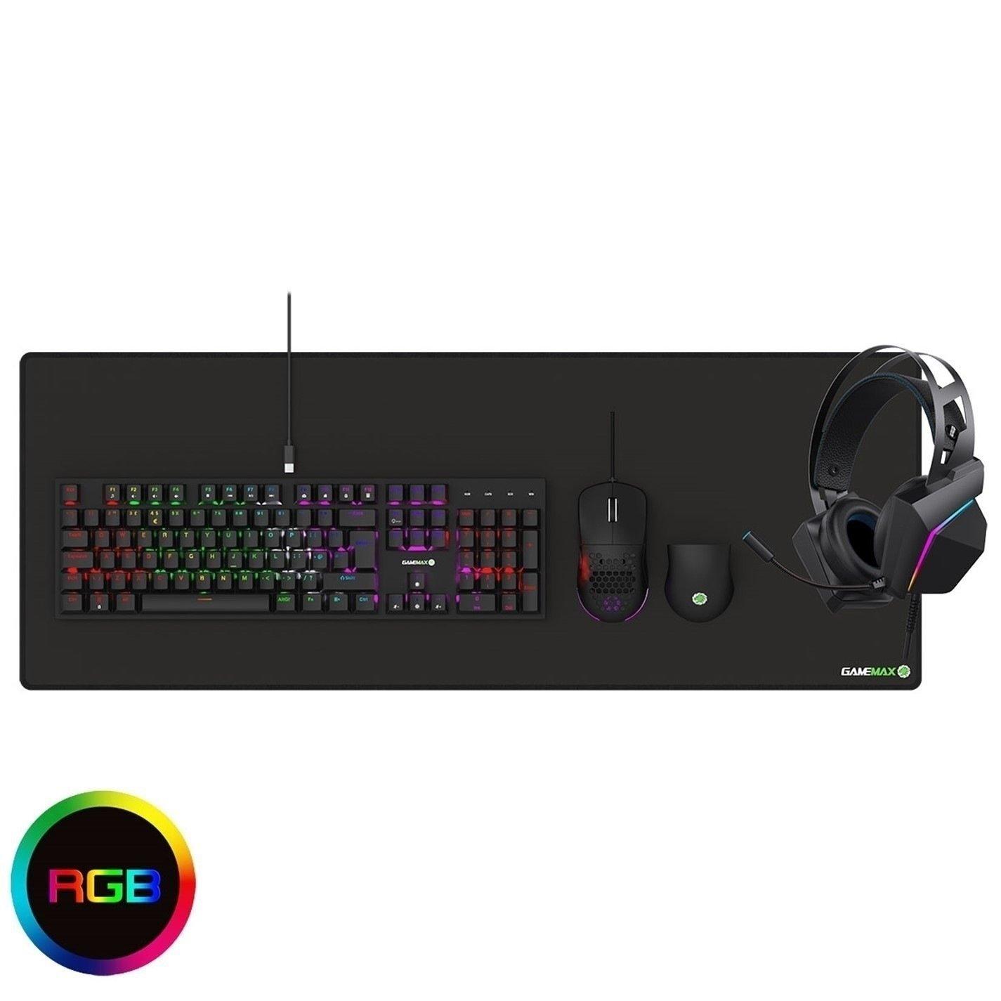 Sort - GameMax - GameMax Pulse 4-in-1 Mechanical Keyboard Mouse Headset Mouse Pad Combo Kit - 1