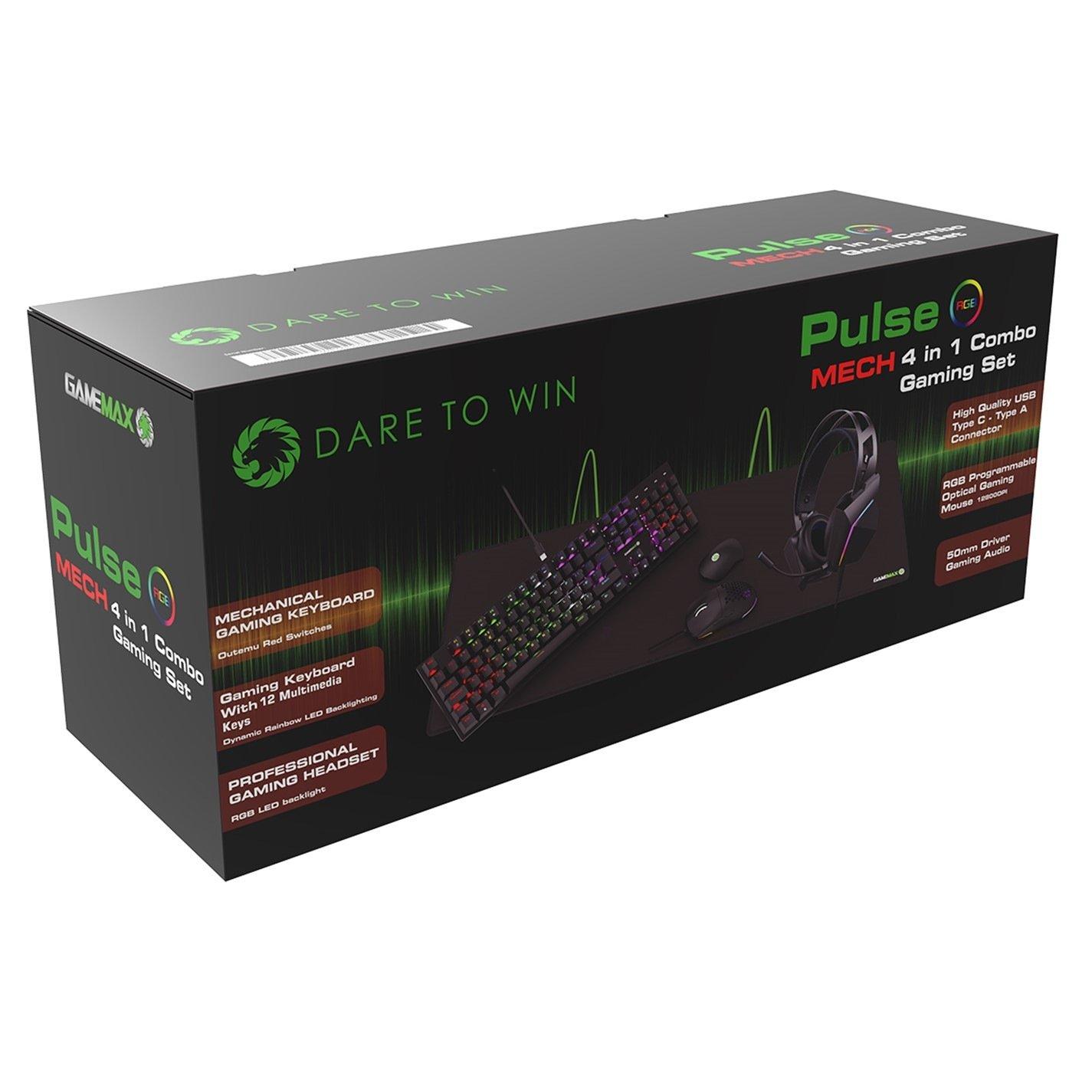 Black - GameMax - GameMax Pulse 4-in-1 Mechanical Keyboard Mouse Headset Mouse Pad Combo Kit - 3