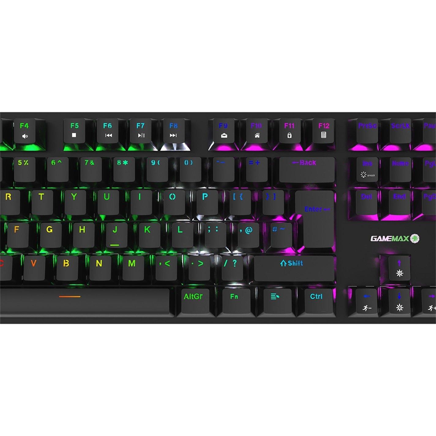 Black - GameMax - GameMax Pulse 4-in-1 Mechanical Keyboard Mouse Headset Mouse Pad Combo Kit - 9