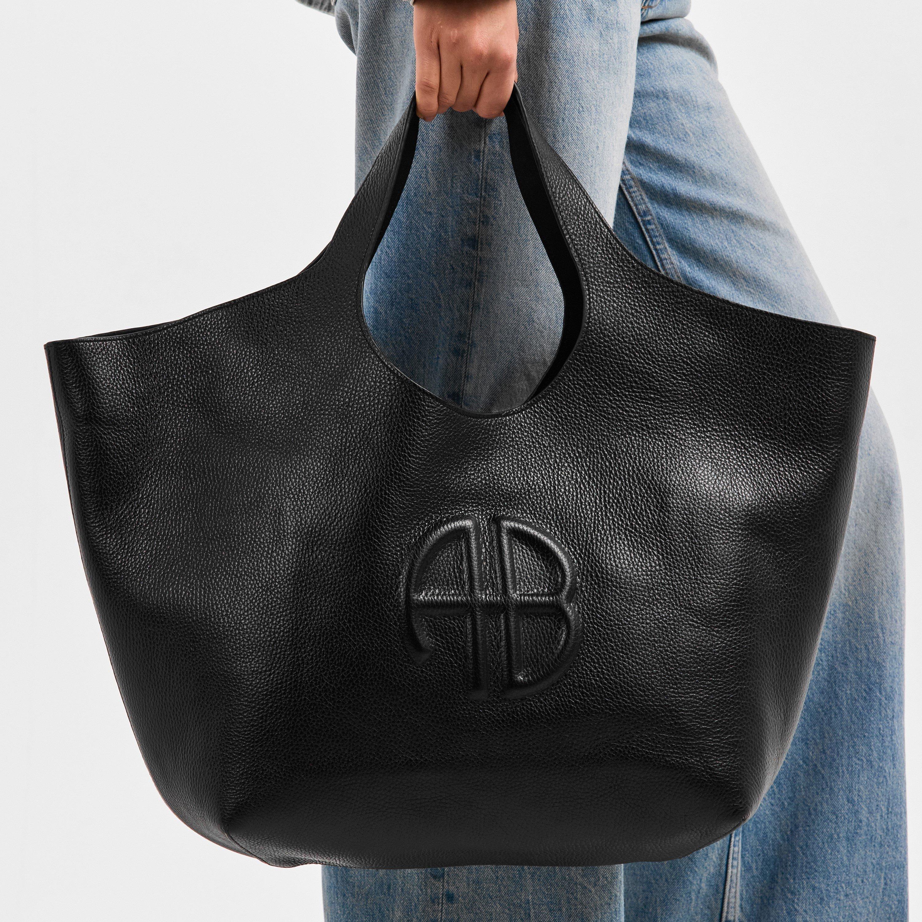 Black - Anine Bing - Womens Lili Leather Tote Bag - 3