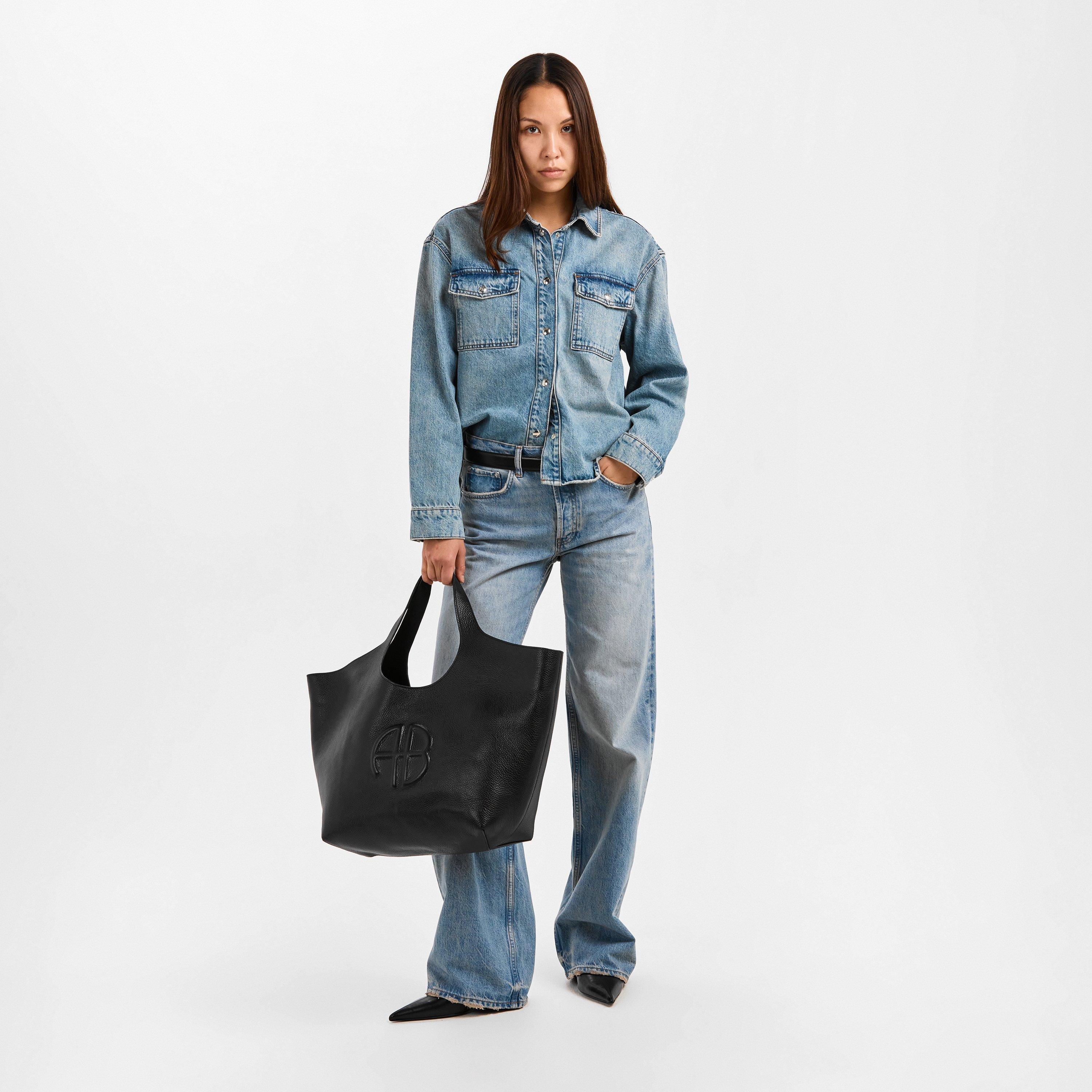 Black - Anine Bing - Womens Lili Leather Tote Bag - 6