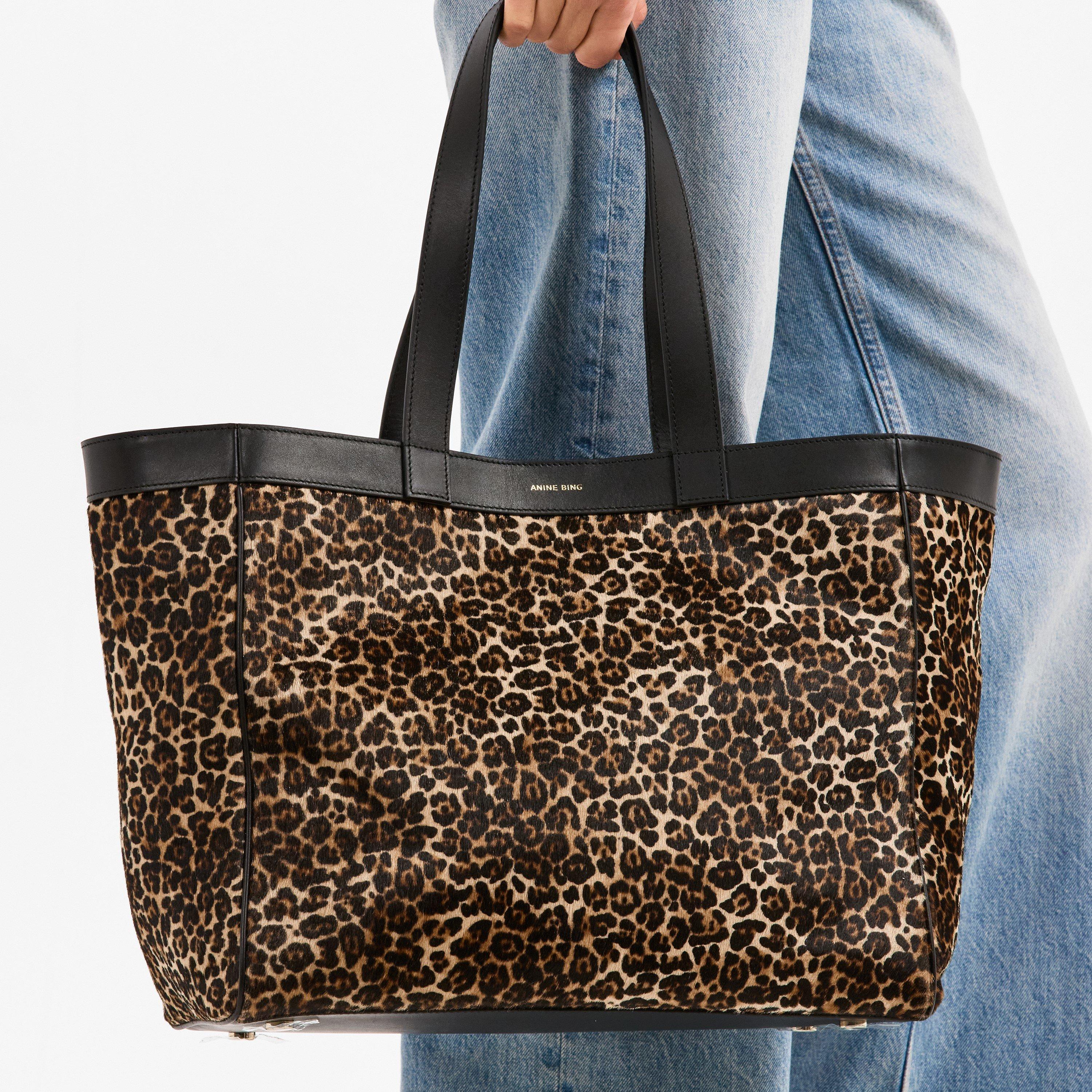 Leopard - Anine Bing - Womens Medium Rio Leopard Print Tote - 3