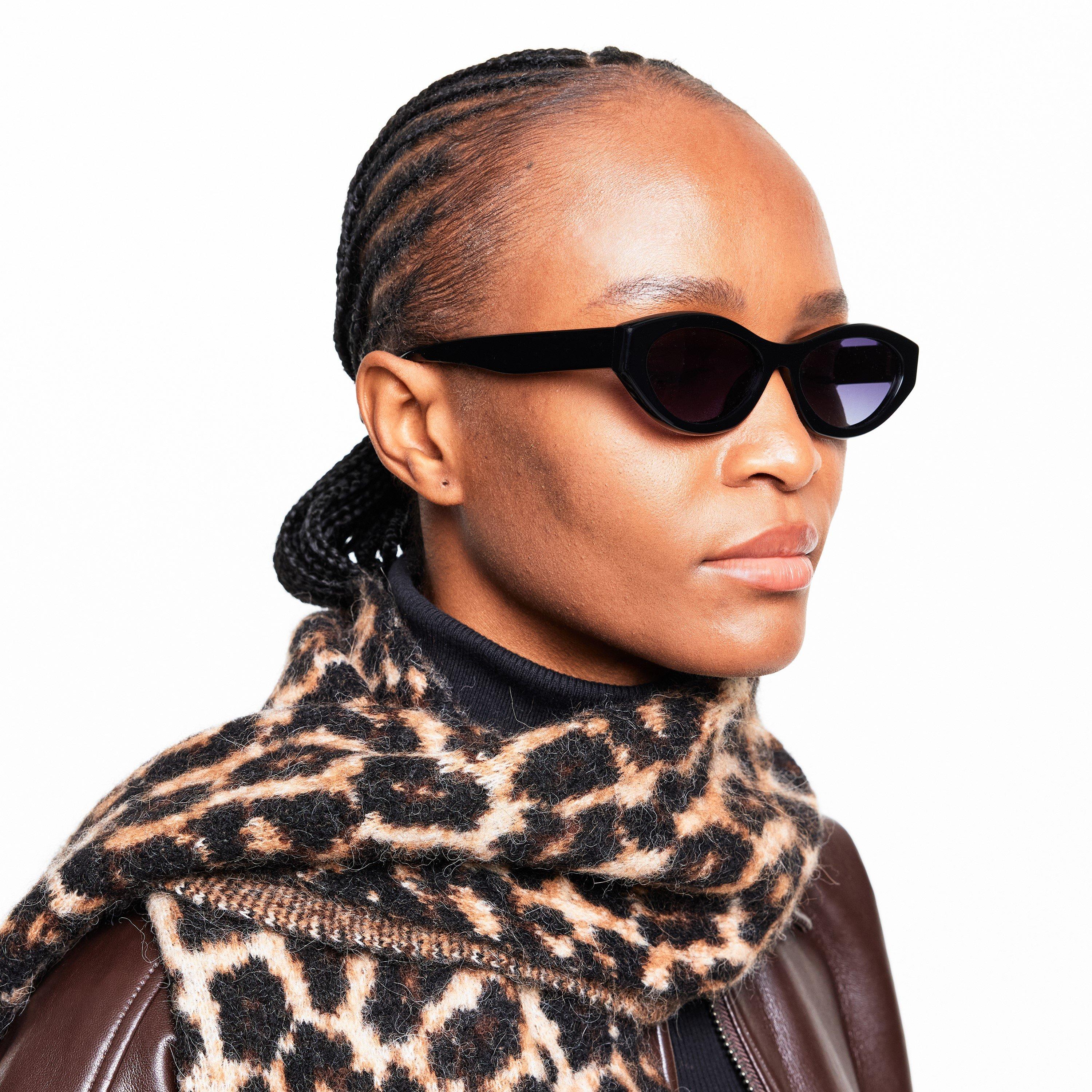 Black - Anine Bing - Women's Nice Oval Sunglasses - 3