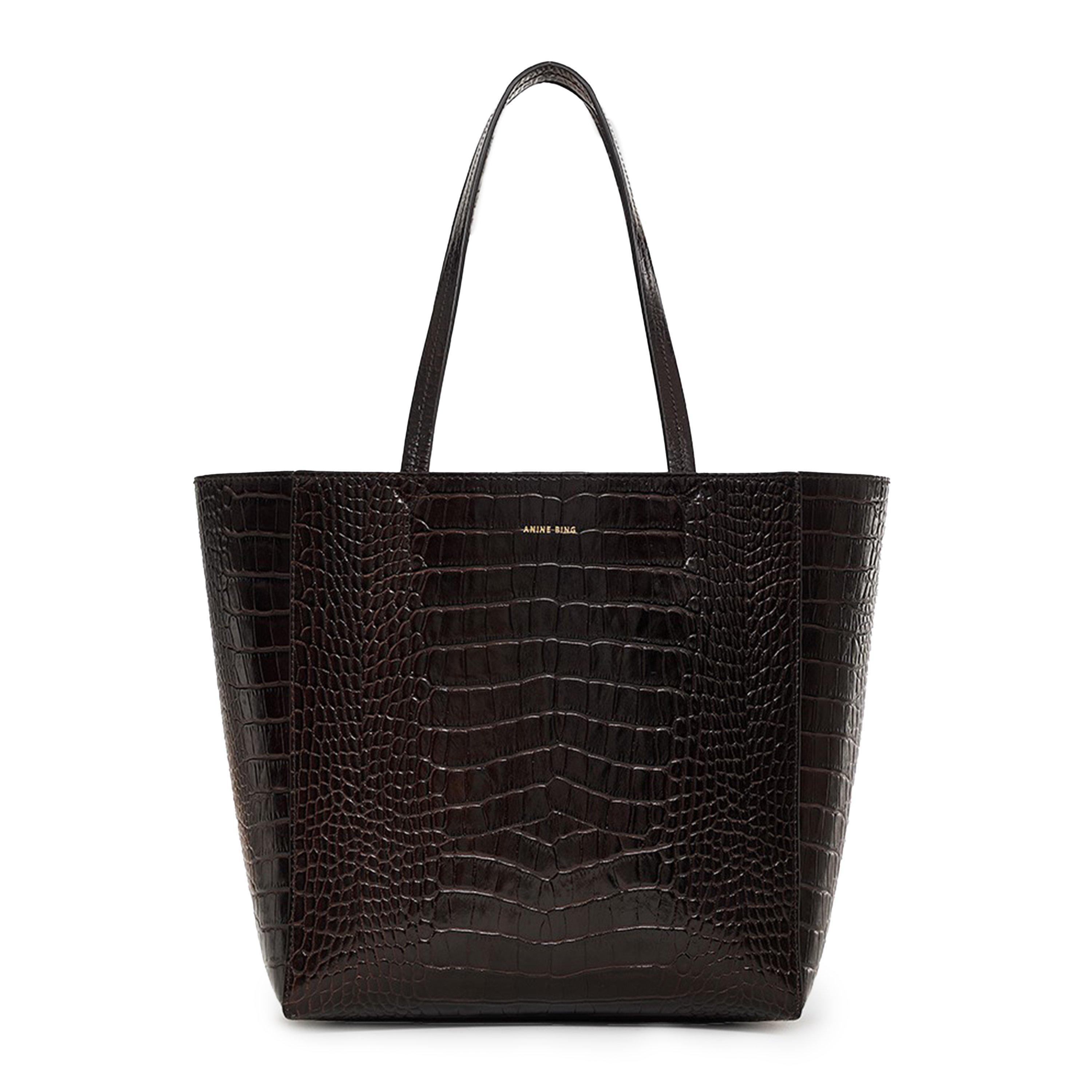 Dark Brown Emb - Anine Bing - Womens Small Elly Tote - 1
