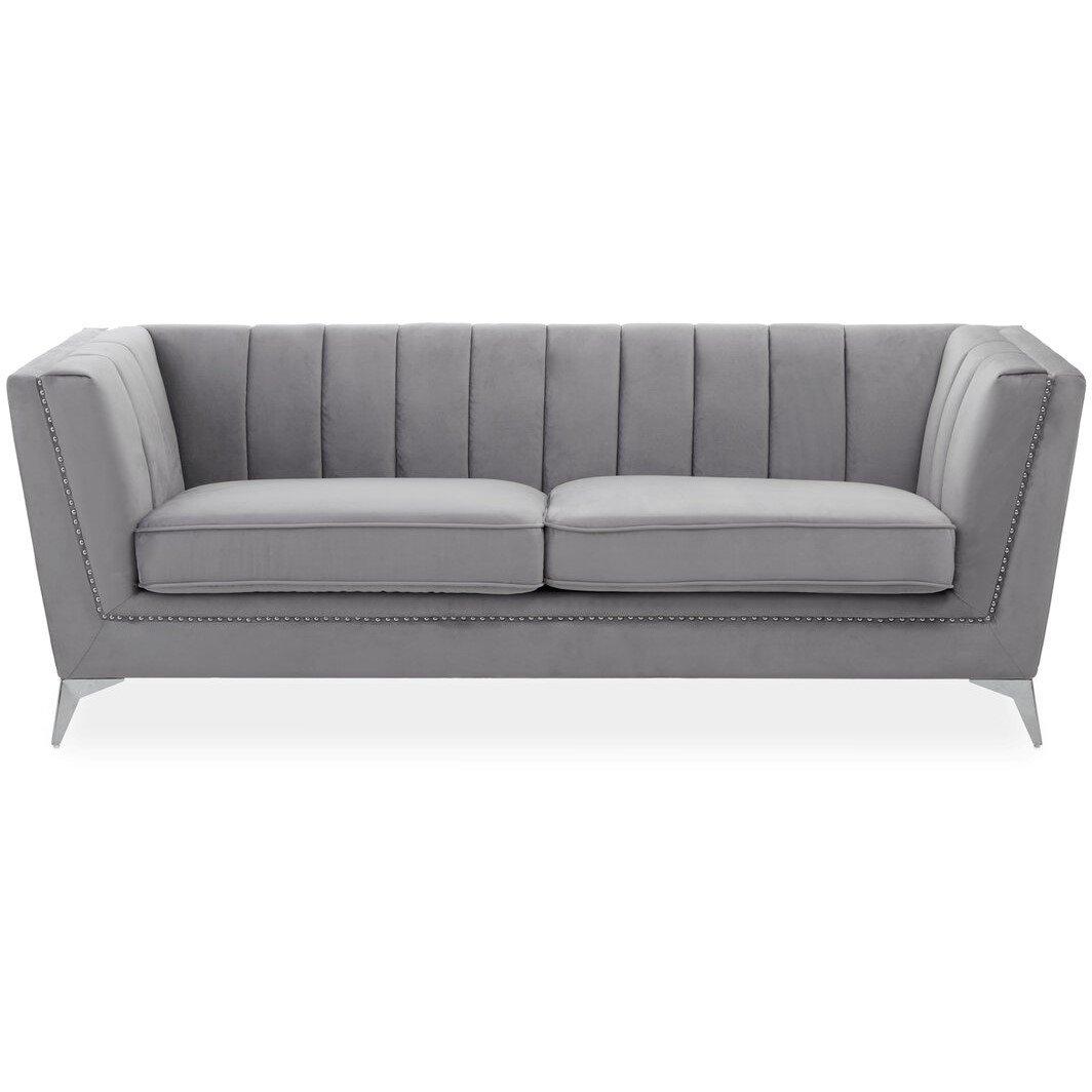 Interiors By Premier  Hansa Three Seat Velvet Sofa Grey