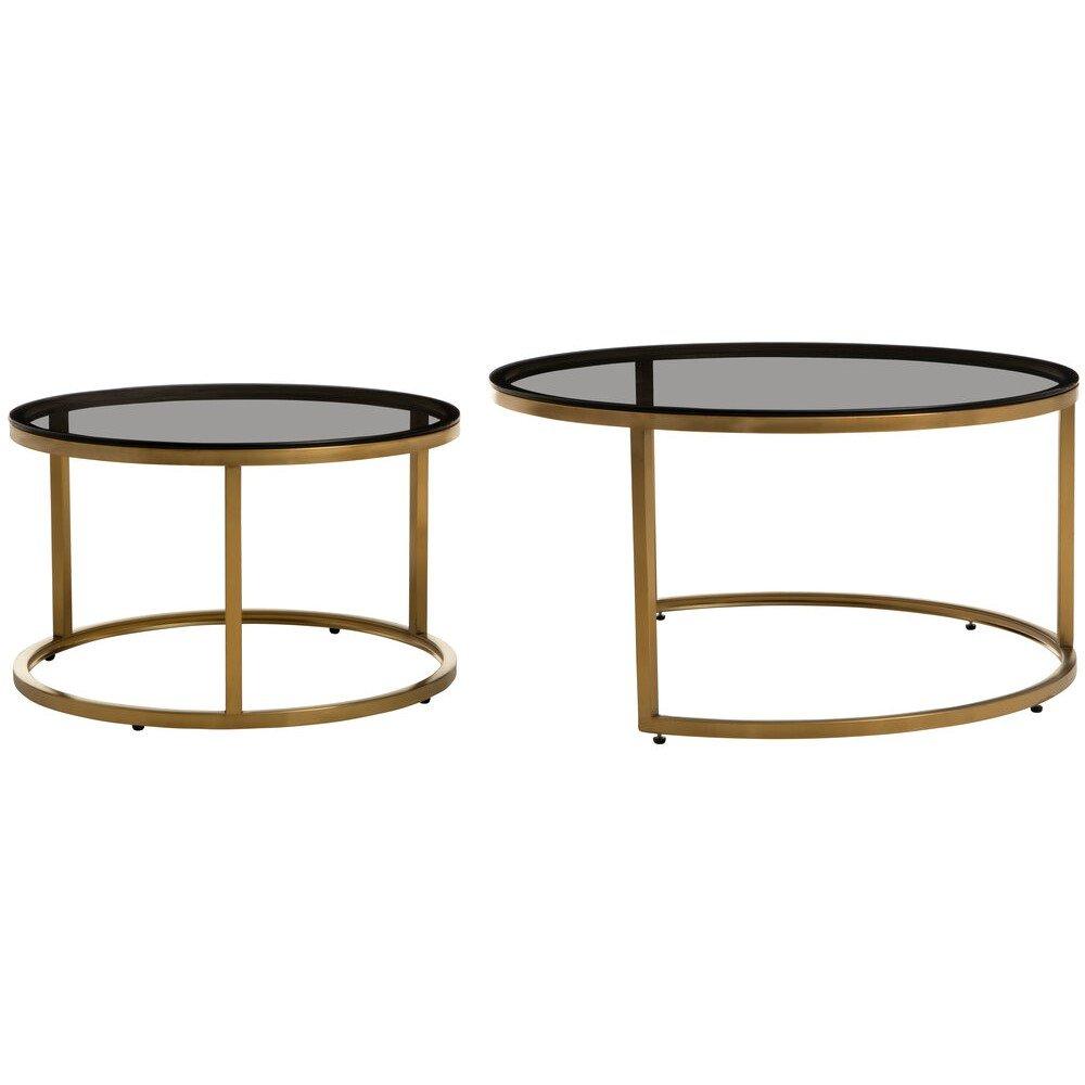 Gold - Fifty Five South - Alana Set of 2 Gold and Black Round Nesting Coffee - 2
