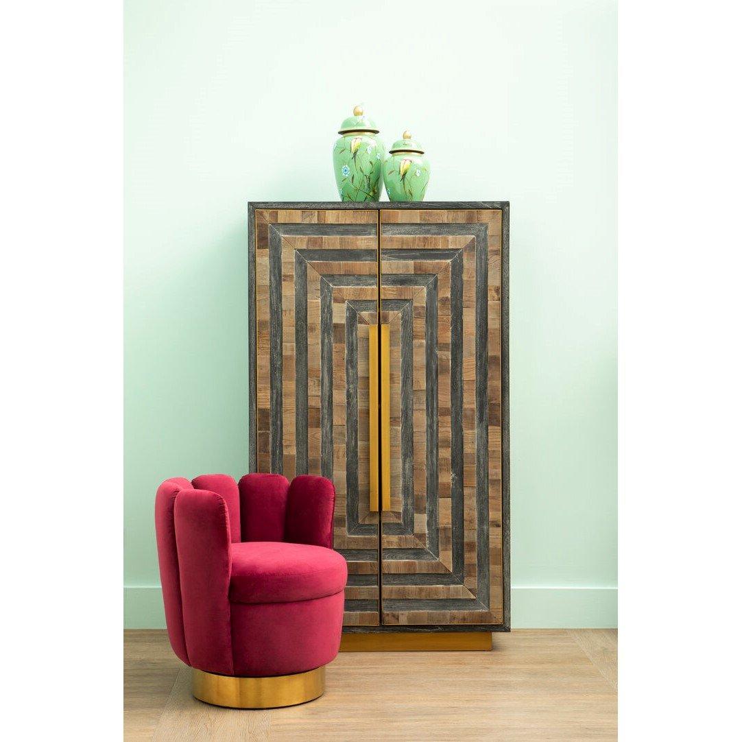 Fifty Five South  Beauly Wine Velvet Accent Chair - Red