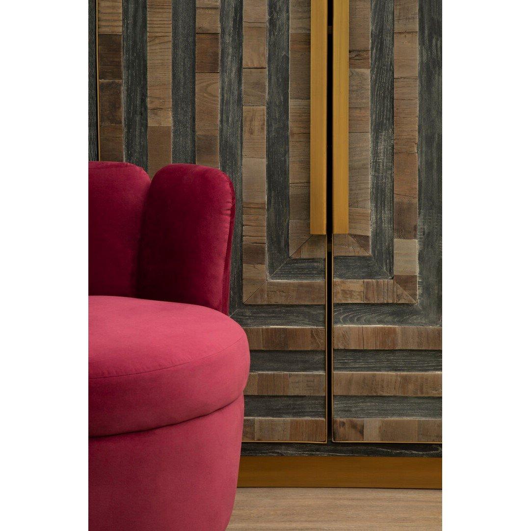 Red - Fifty Five South - Beauly Wine Velvet Accent Chair - 2