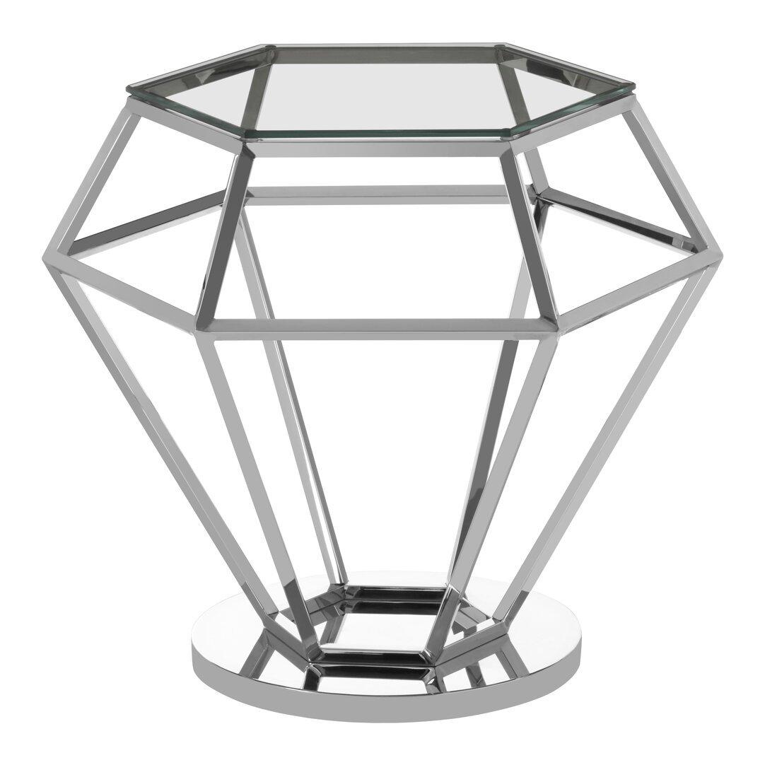 Silver - Interiors by Premier - Allure Silver Finish Diamond End Table - 1