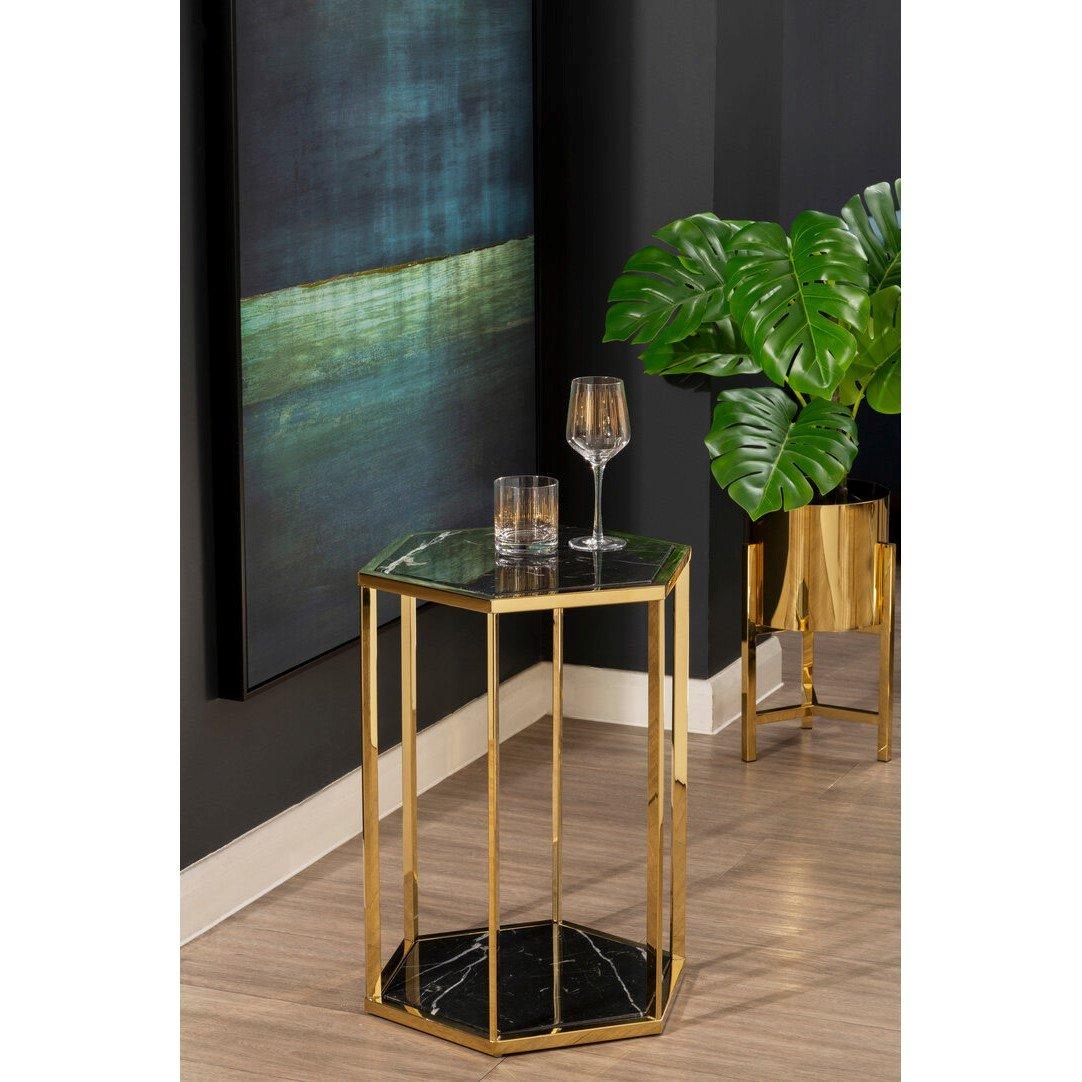 Gold - Fifty Five South - Piermount Black And Gold Finish End Table - 2