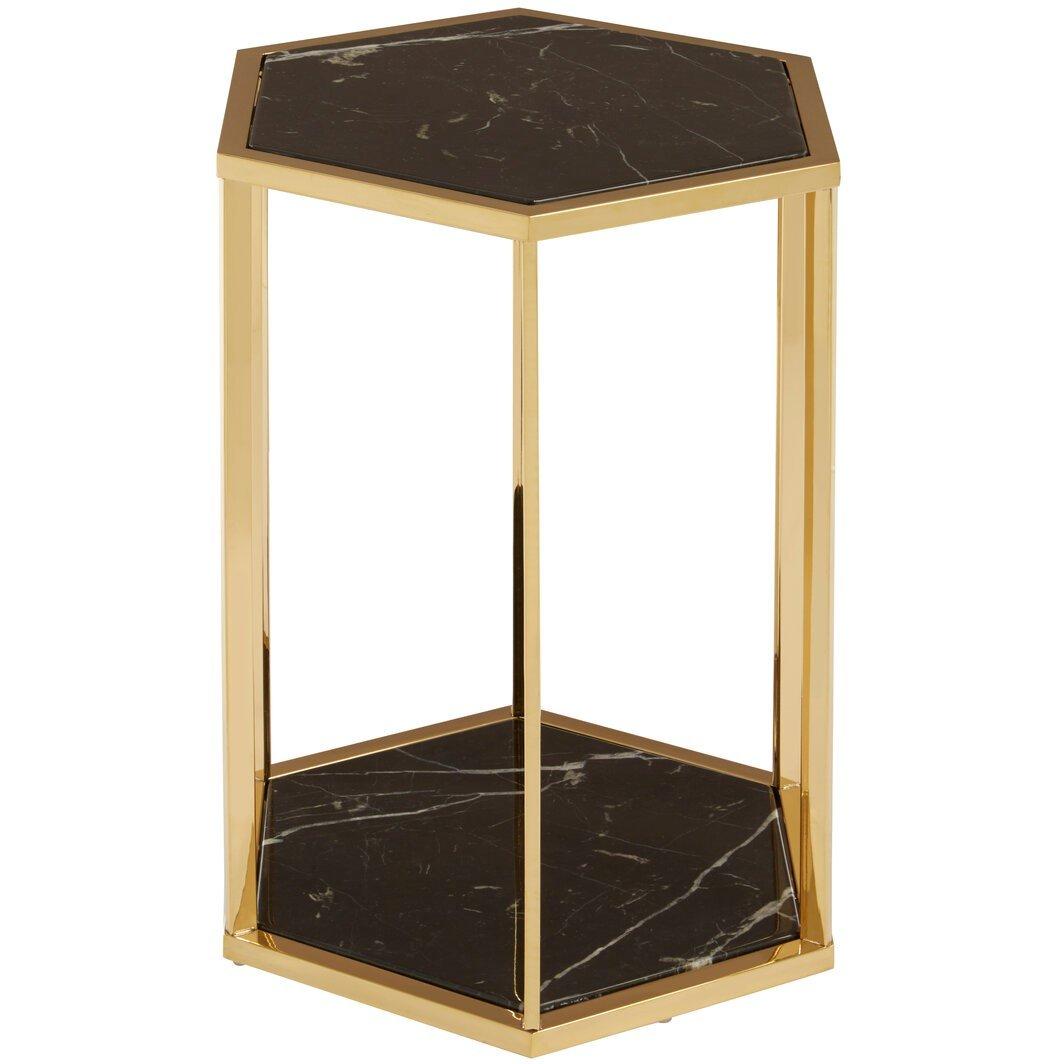 Gold - Fifty Five South - Piermount Black And Gold Finish End Table - 3