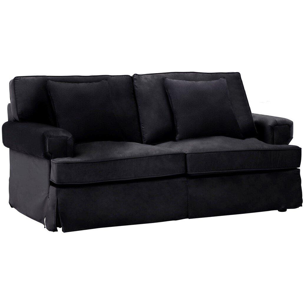 Black - Fifty Five South - Ralph Two Seat Black Velvet Sofa - 4