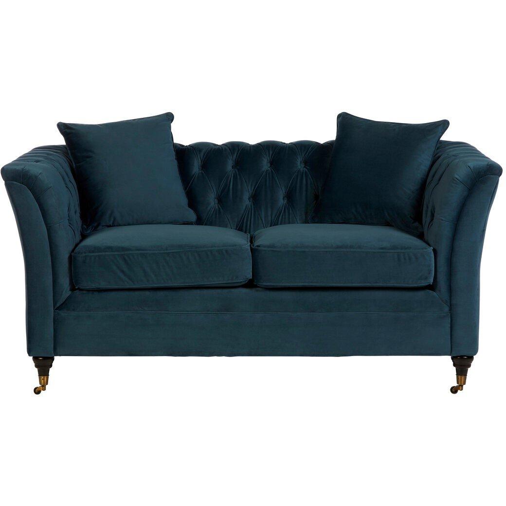 Fifty Five South  Sabrina Two Seat Midnight Velvet Sofa - Blue