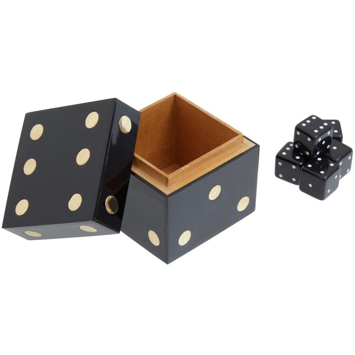 Black - Premier Housewares - Churchill Games Black and Gold Dice Box with 5 Bla - 2