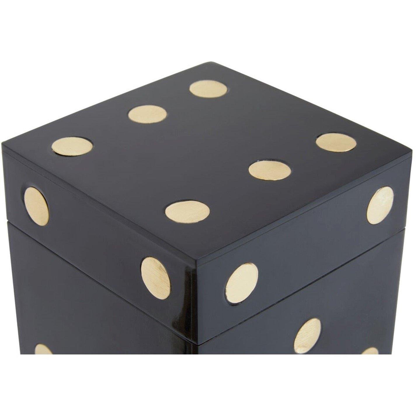 Black - Premier Housewares - Churchill Games Black and Gold Dice Box with 5 Bla - 4