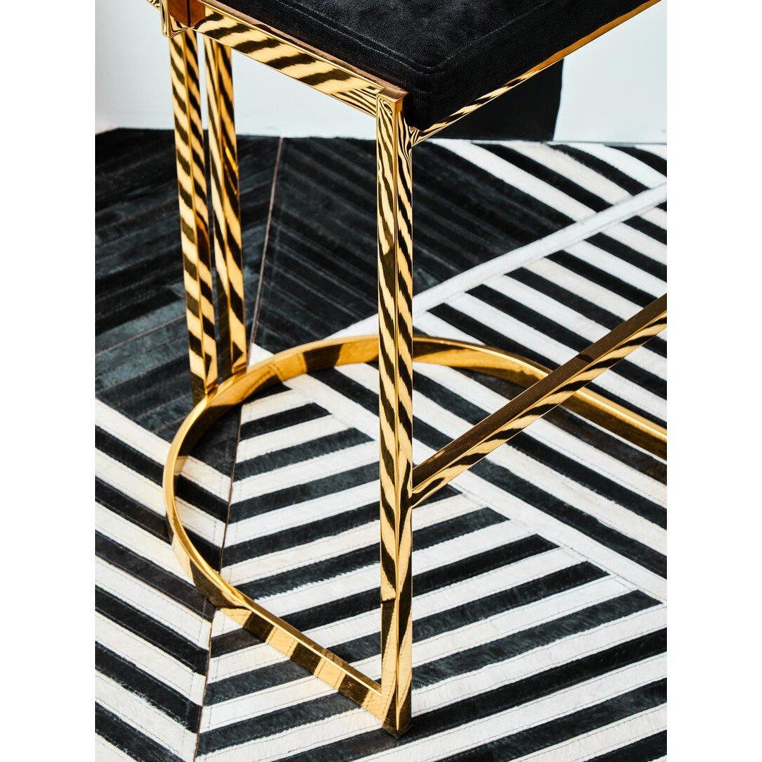 Black - Fifty Five South - Piermount Black Velvet And Gold Bar Stool - 2
