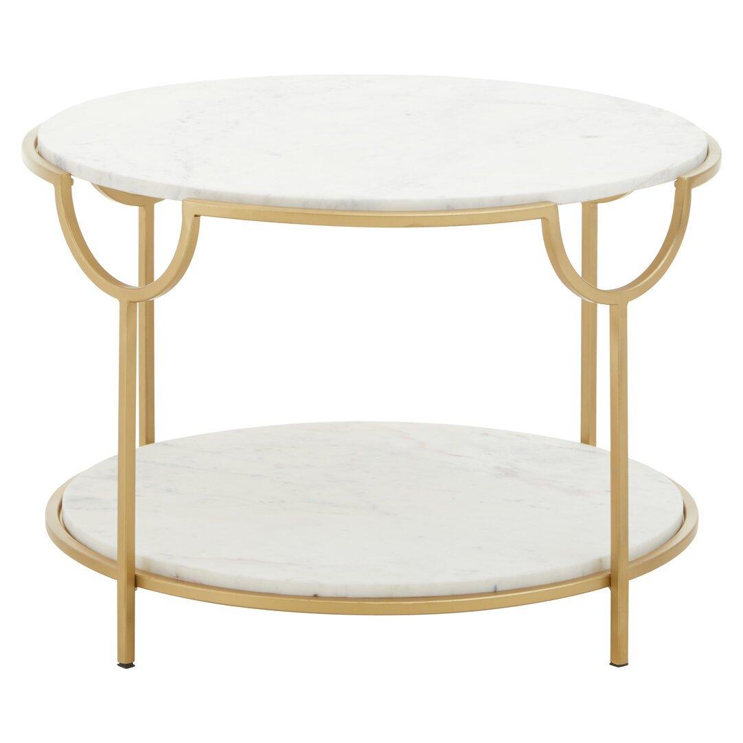 Gold - Interiors by Premier - Pali Two Tier White And Gold Side Table - 1