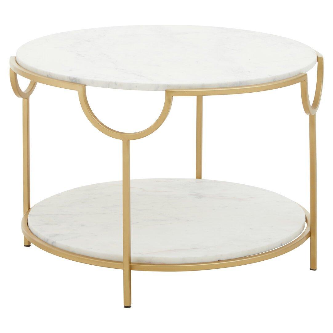 Gold - Interiors by Premier - Pali Two Tier White And Gold Side Table - 2