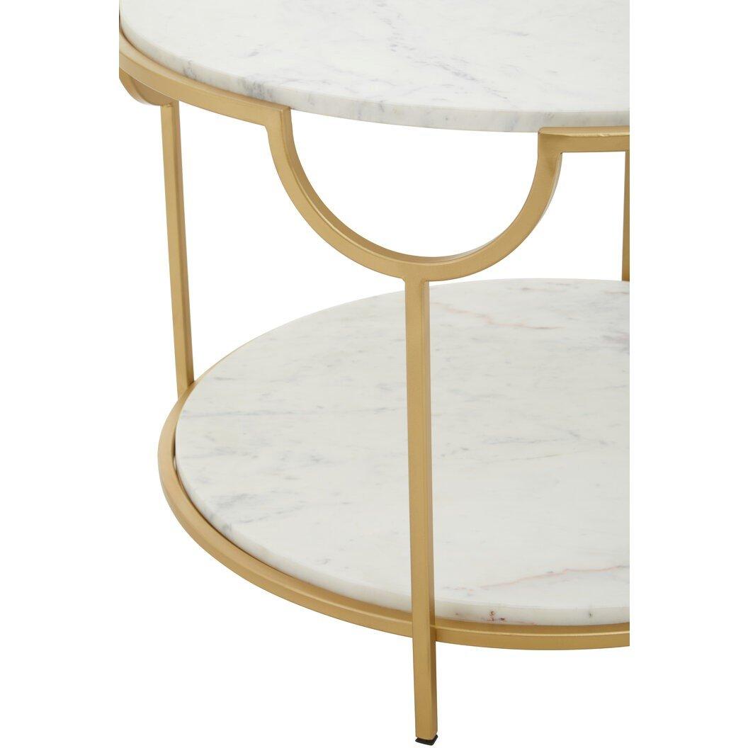 Gold - Interiors by Premier - Pali Two Tier White And Gold Side Table - 4