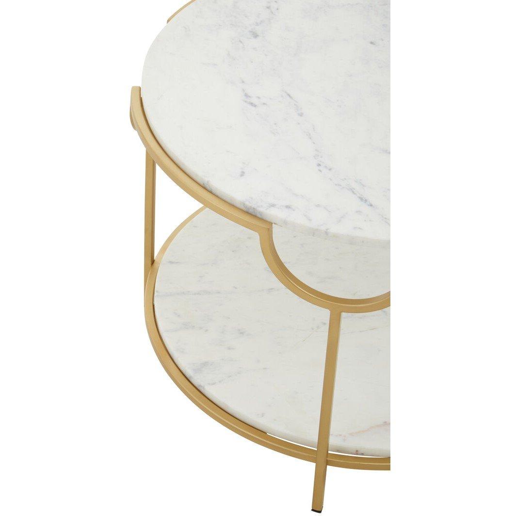 Gold - Interiors by Premier - Pali Two Tier White And Gold Side Table - 5