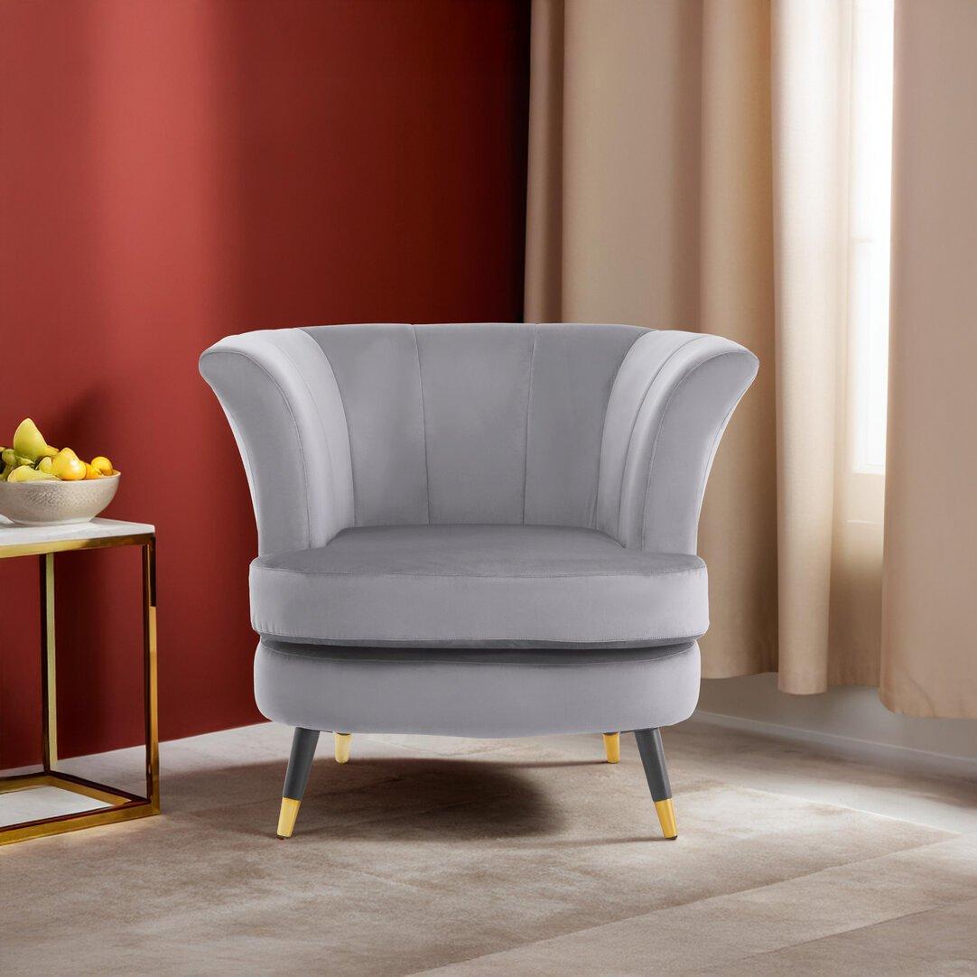 Grey - Interiors by Premier - Loretta Grey Velvet Curved Accent Chair - 1