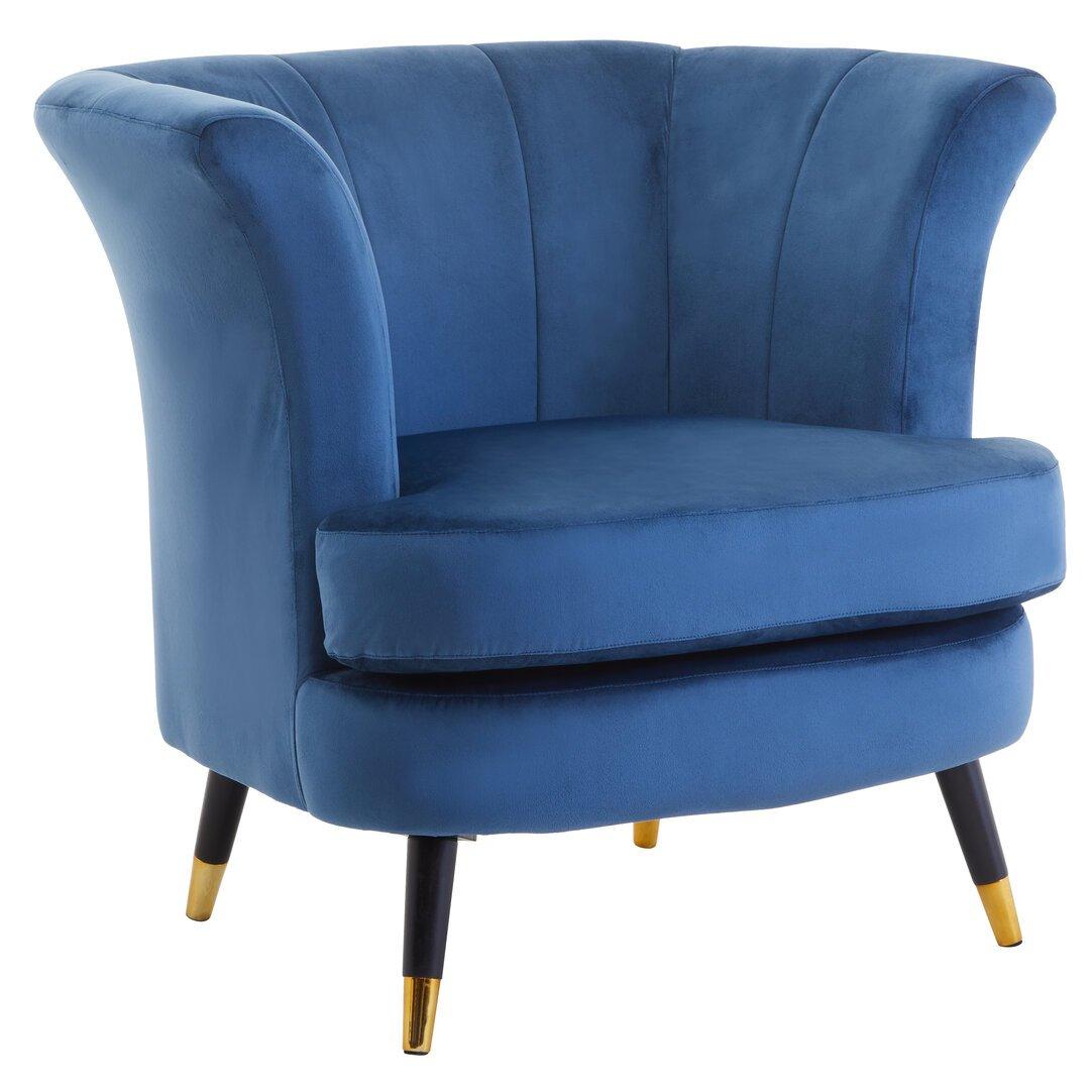Blue - Interiors by Premier - Loretta Midnight Blue Velvet Curved Accent Chair - 1