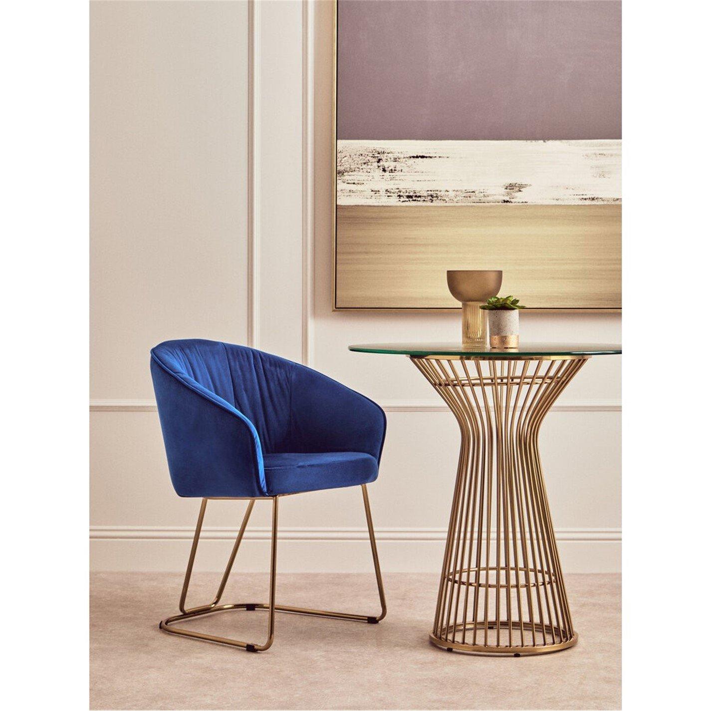 Interiors By Premier  Veneto Midnight Velvet Dining Chair - Blue