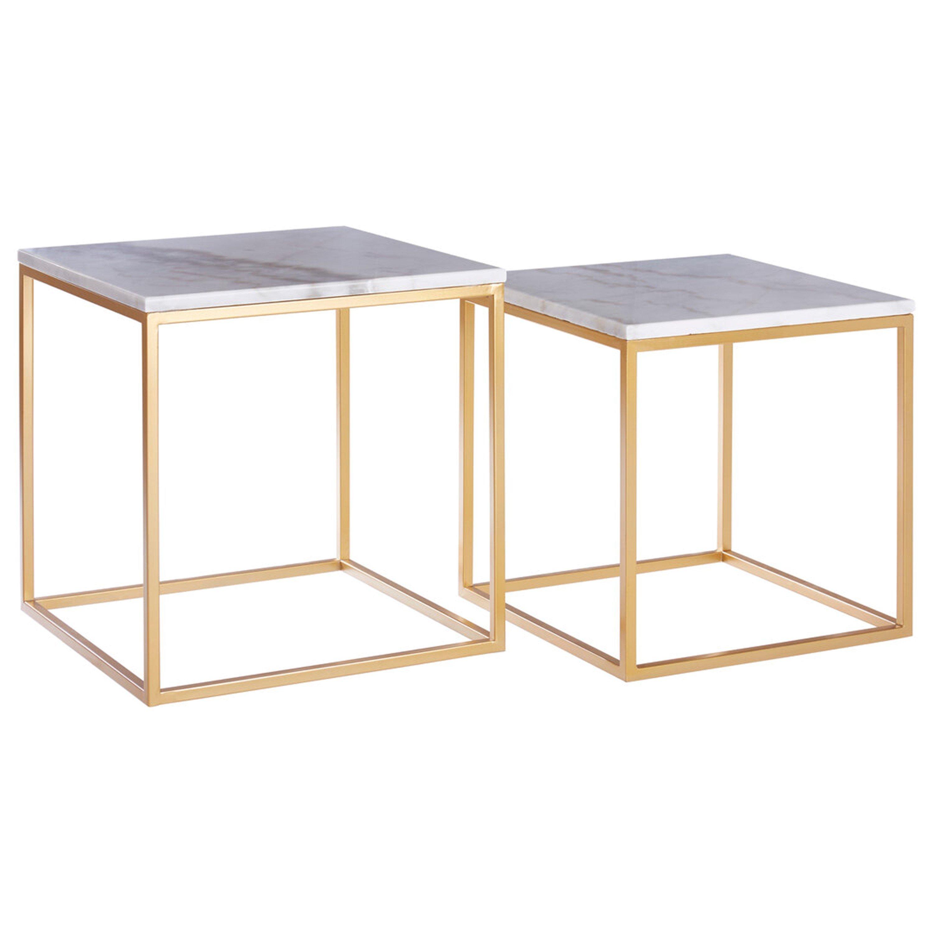 Interiors By Premier  Avantis Set Of 2 Square Cuboid Side Tables - Gold