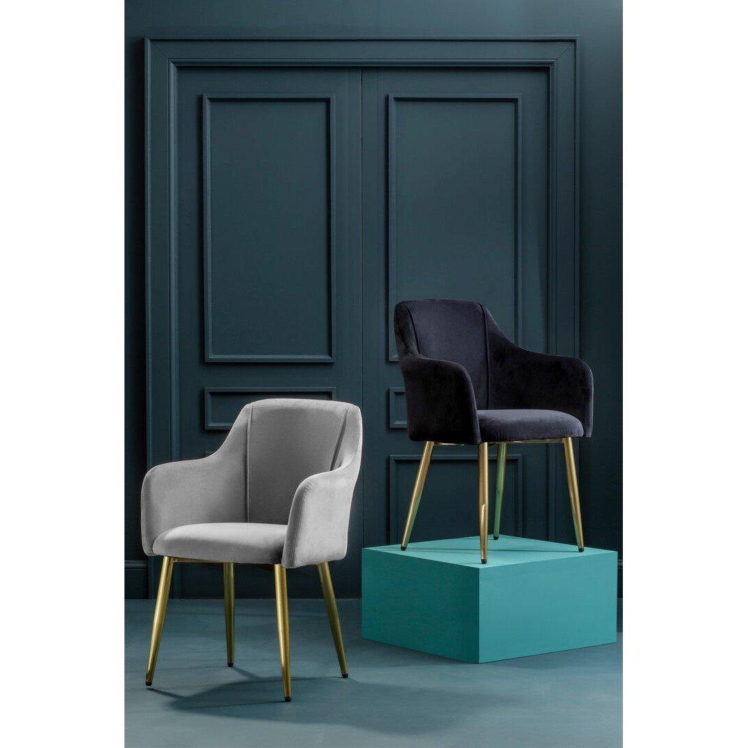 Grey - Interiors by Premier - Darcy Grey Velvet Dining Chair - 3