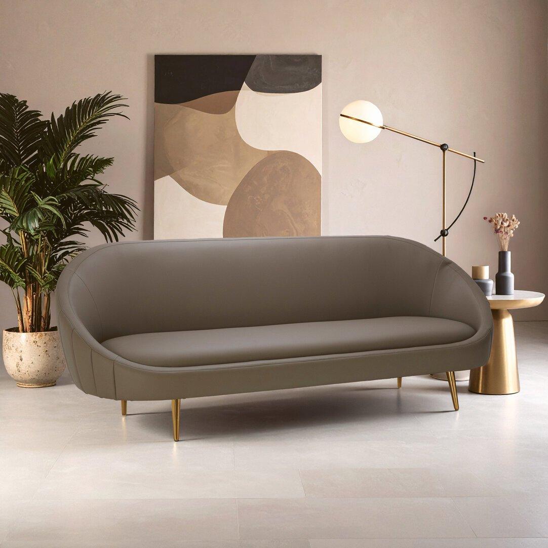 Fifty Five South  Lagero Leather Effect Sofa Brown