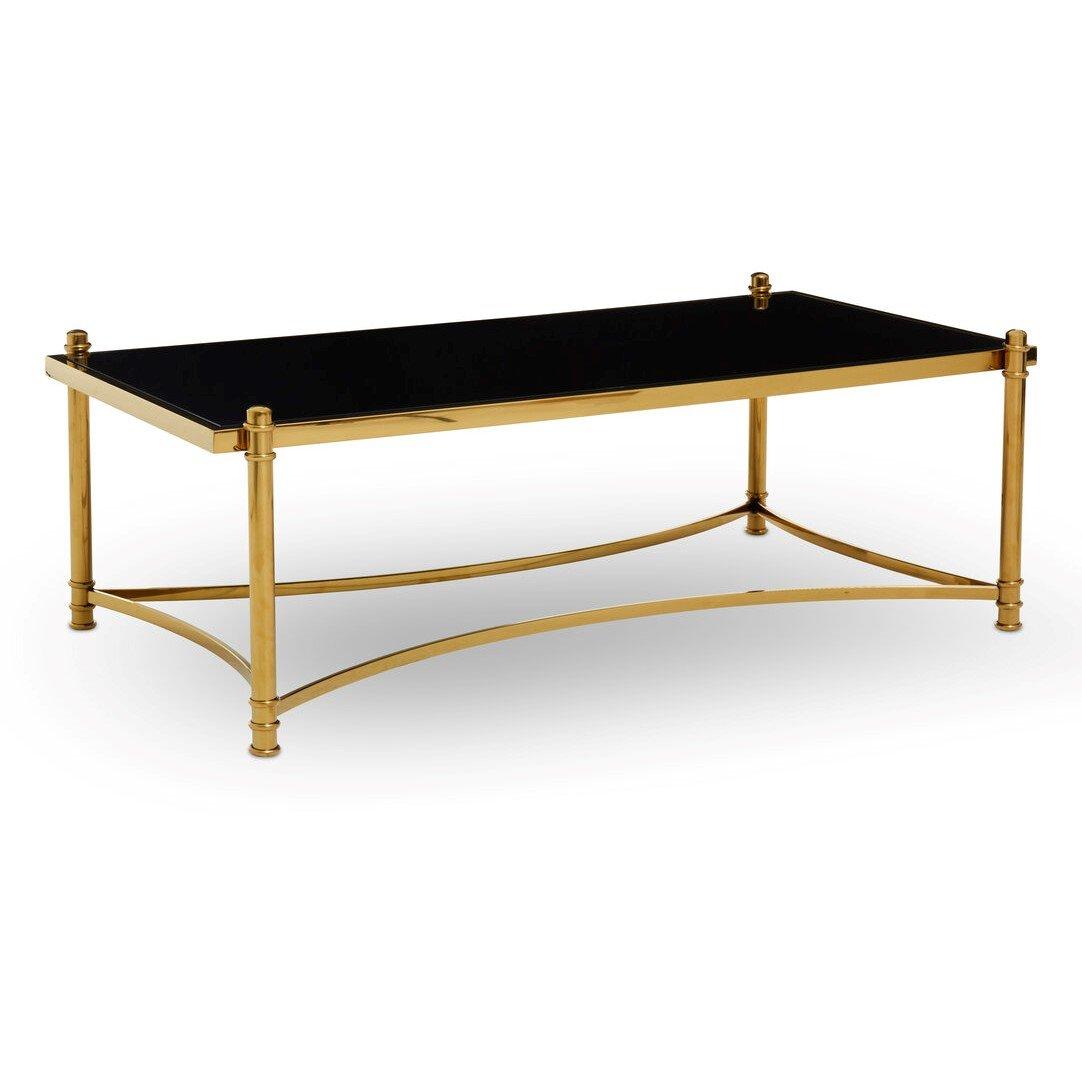 Gold - Interiors by Premier - Ackley Gold Coffee Table with Black Glass - 1
