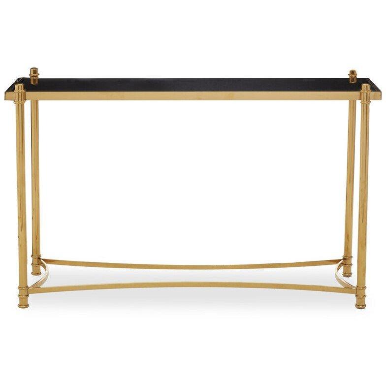 Gold - Interiors by Premier - Ackley Gold Console Table with Black Glass - 1