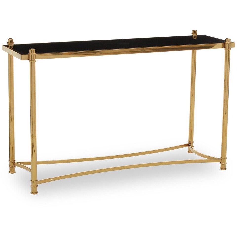 Gold - Interiors by Premier - Ackley Gold Console Table with Black Glass - 2