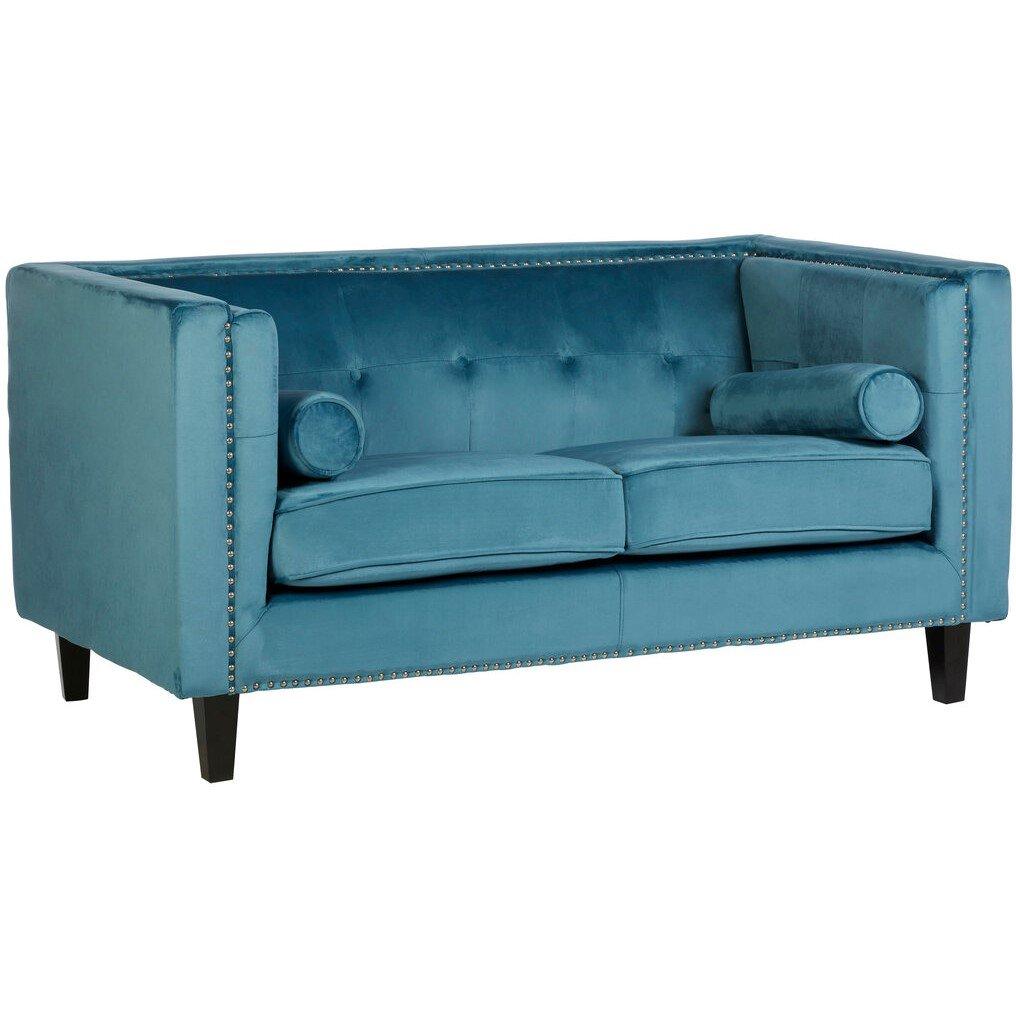 Blue - Interiors by Premier - Felisa Two Seat Blue Velvet Sofa - 4