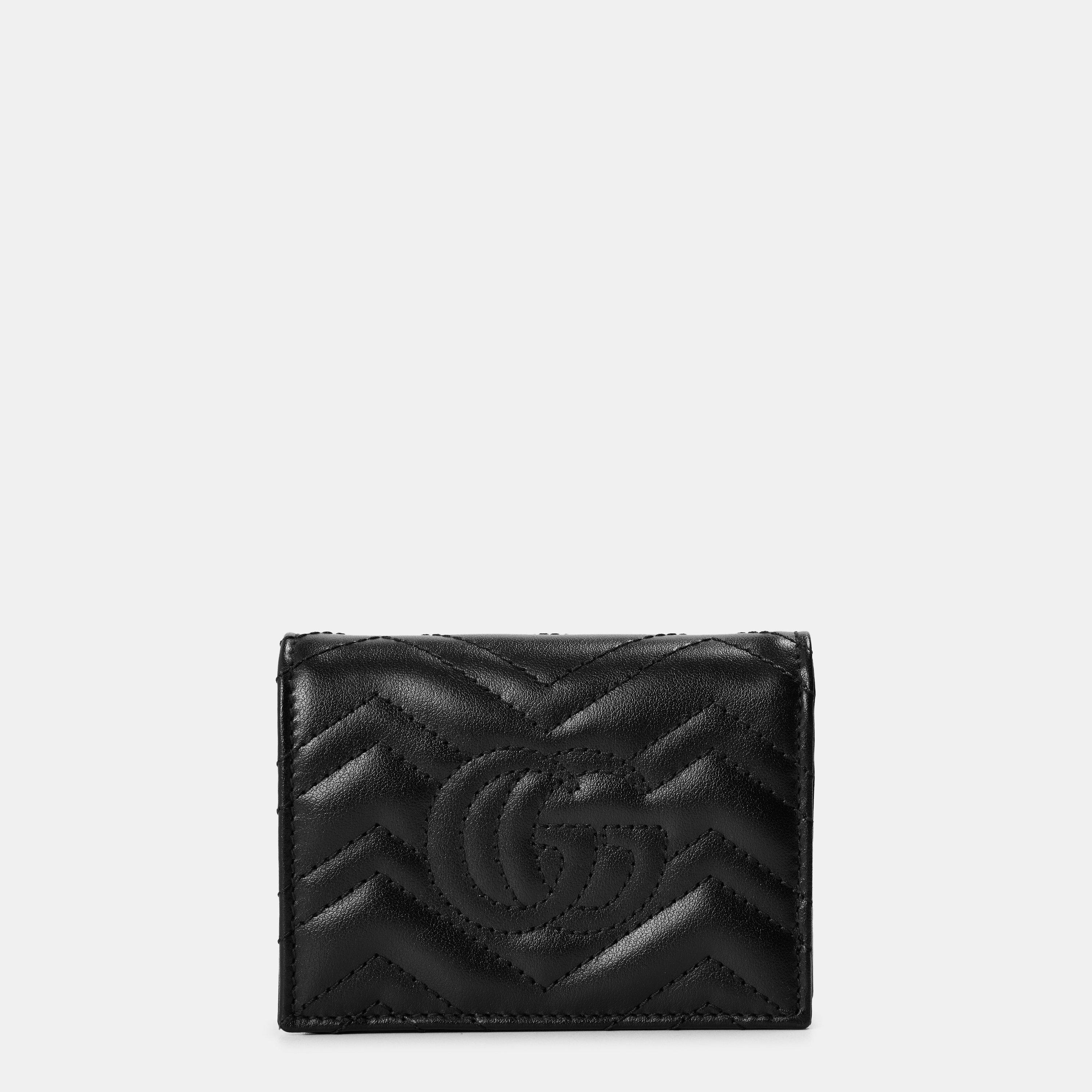 Nero - Gucci - Women's GG Motif Leather Marmont Card Case Wallet - 2