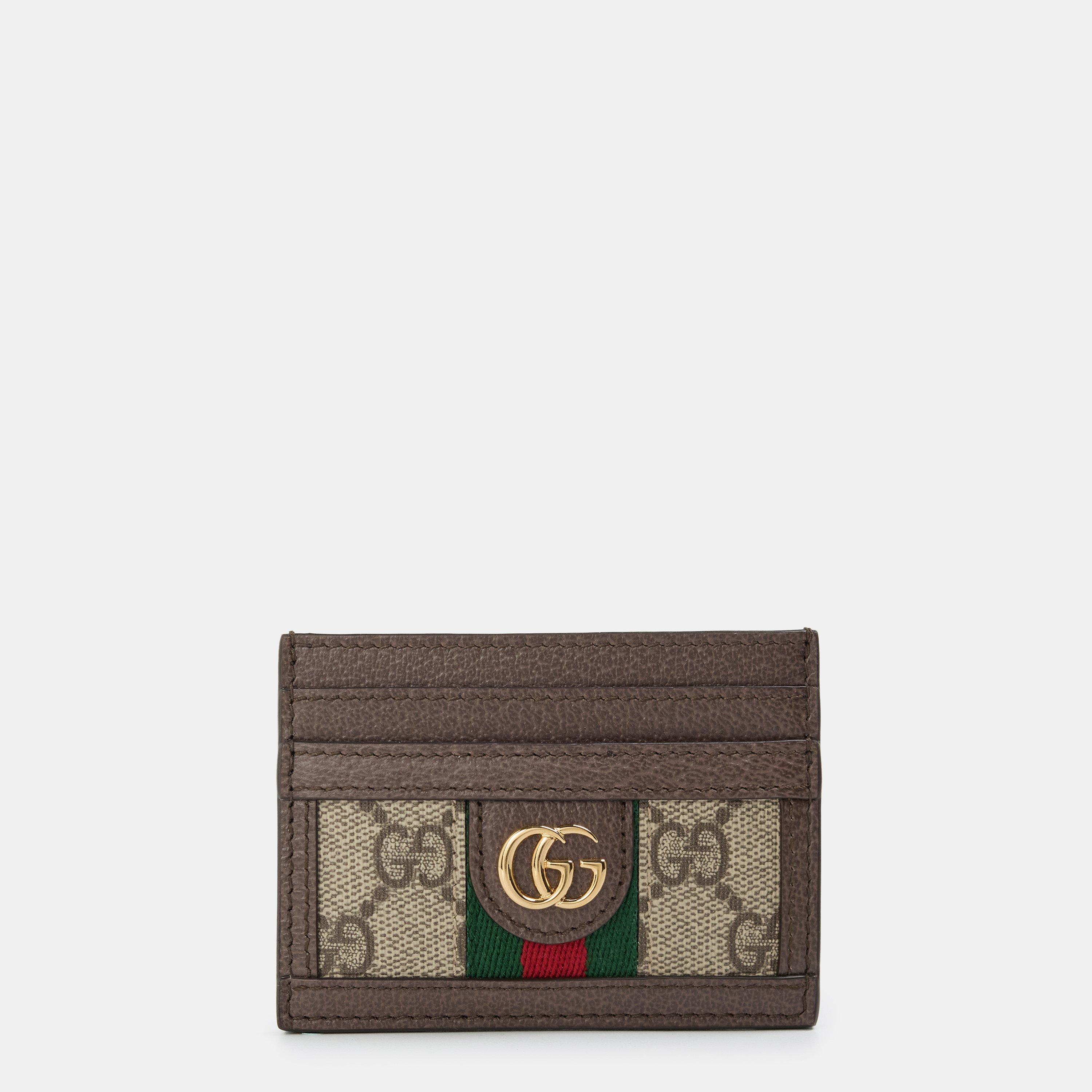 Beige/Brown - Gucci - Women's Logo Canvas Ophidia Card Case Holder - 1