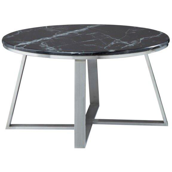 Silver - Interiors by Premier - Alvaro Round Coffee Table With Black Marble Top - 1
