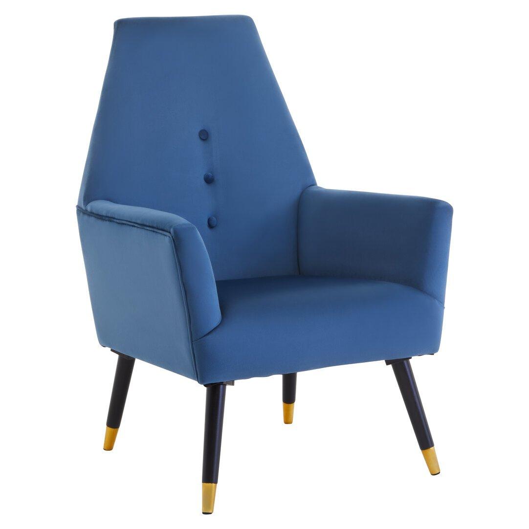 Blue - Interiors by Premier - Loretta Midnight Blue Velvet Button Detail Chair - 1