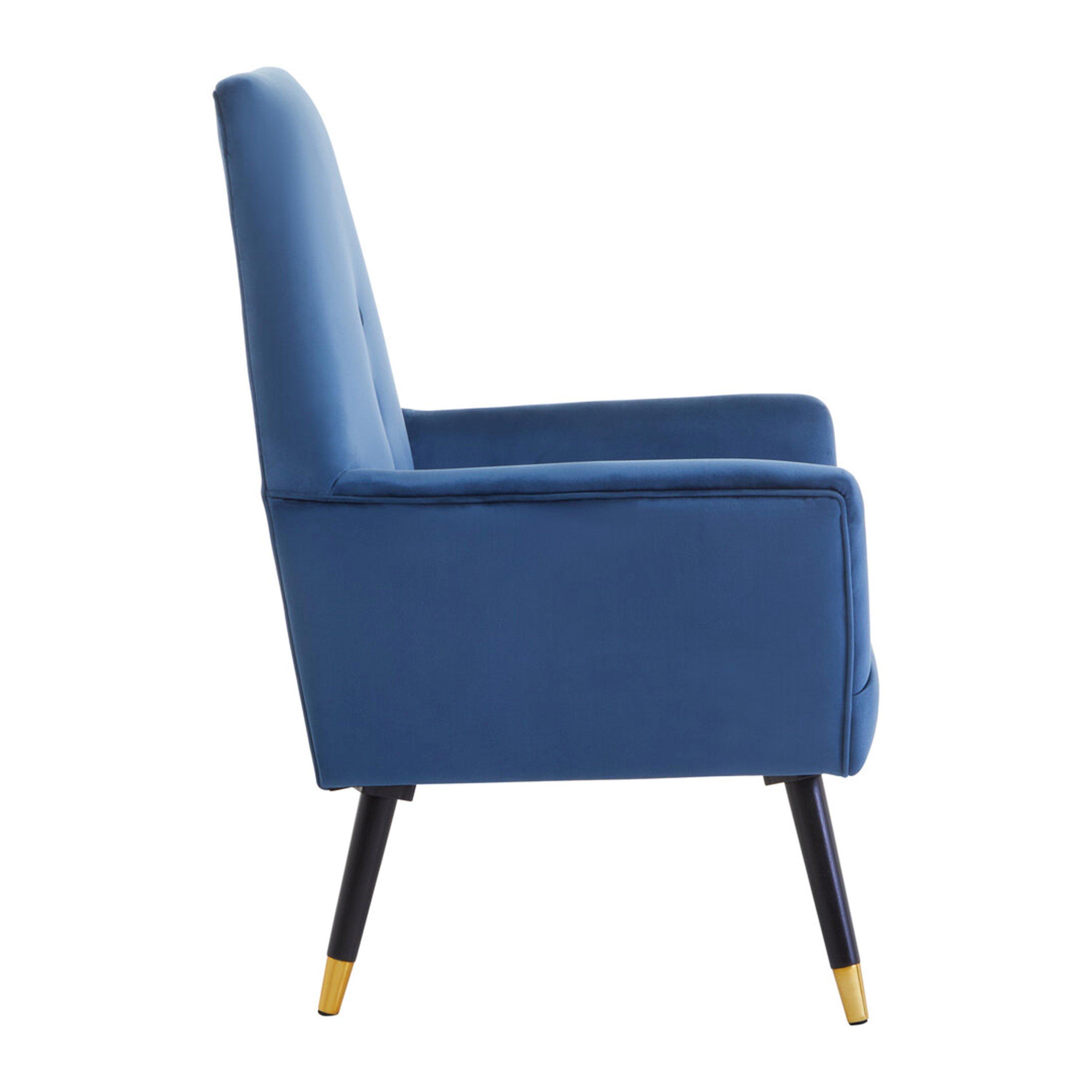 Blue - Interiors by Premier - Loretta Midnight Blue Velvet Button Detail Chair - 2