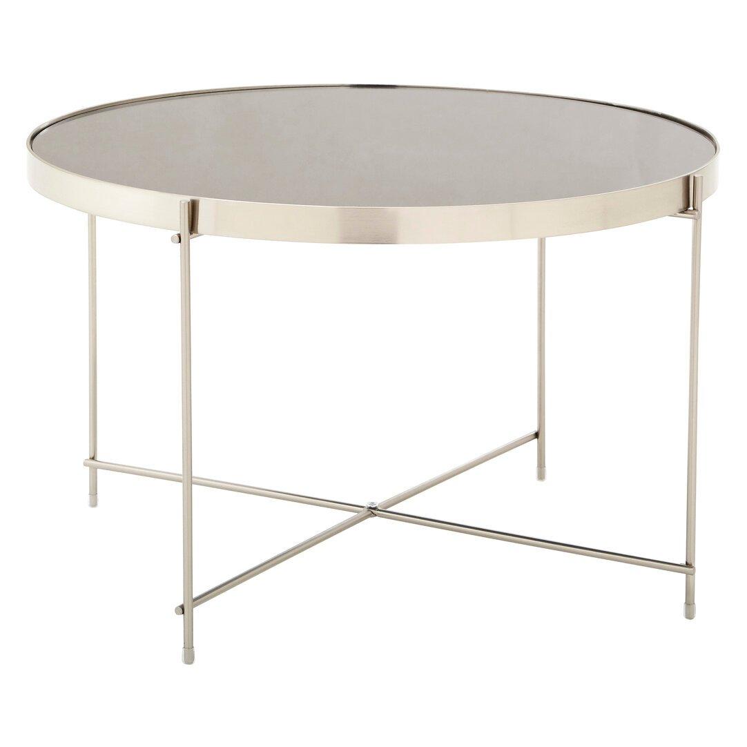 Interiors By Premier  Allure Large Grey Mirror Round Side Table - Silver