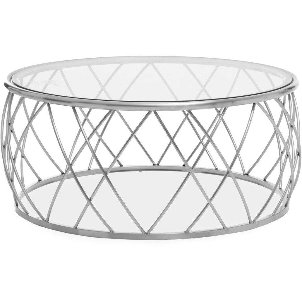 Interiors By Premier  Ackley Round Coffee Table With Clear Glass Silver