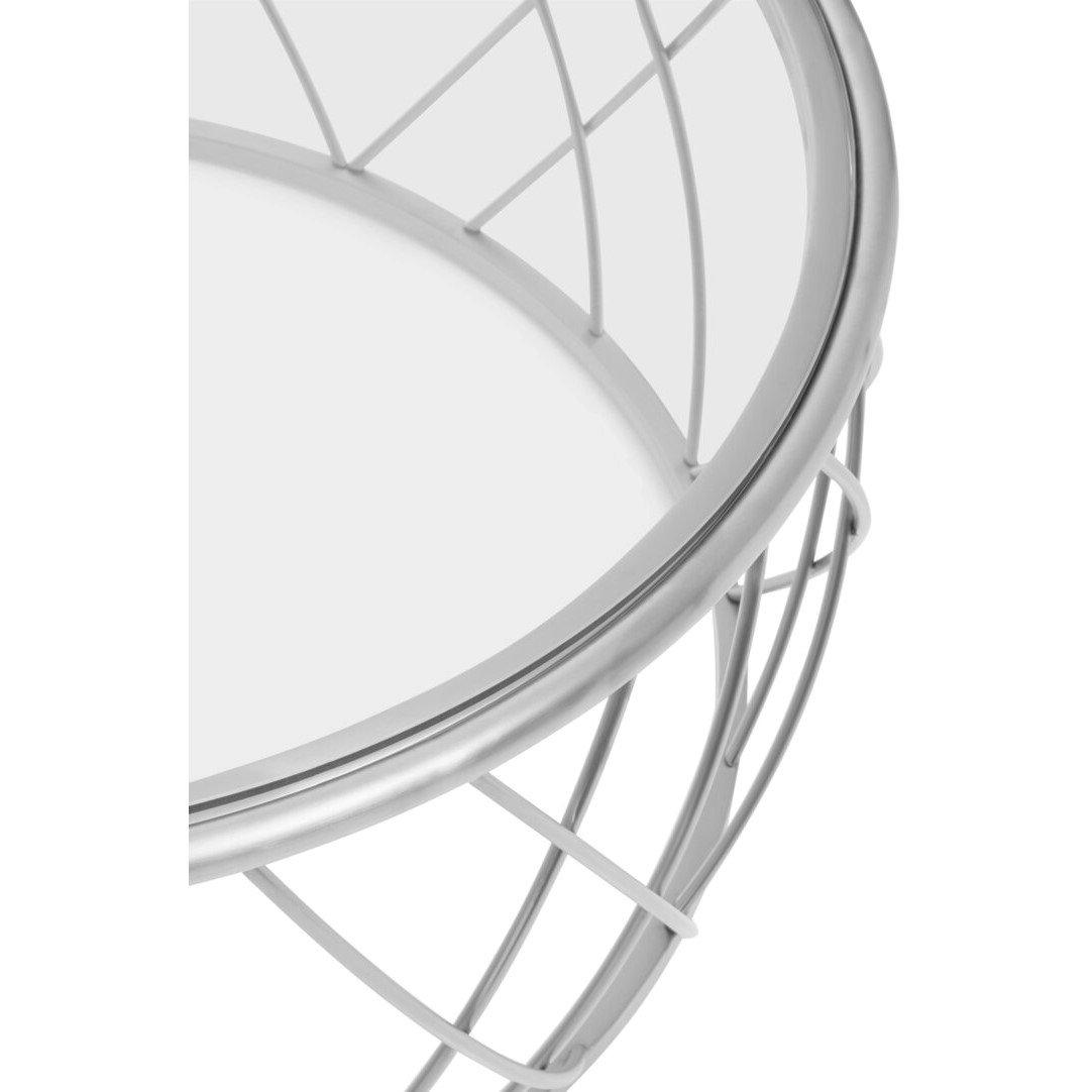 Silver - Interiors by Premier - Ackley Silver Round Coffee Table with Clear Glass - 5