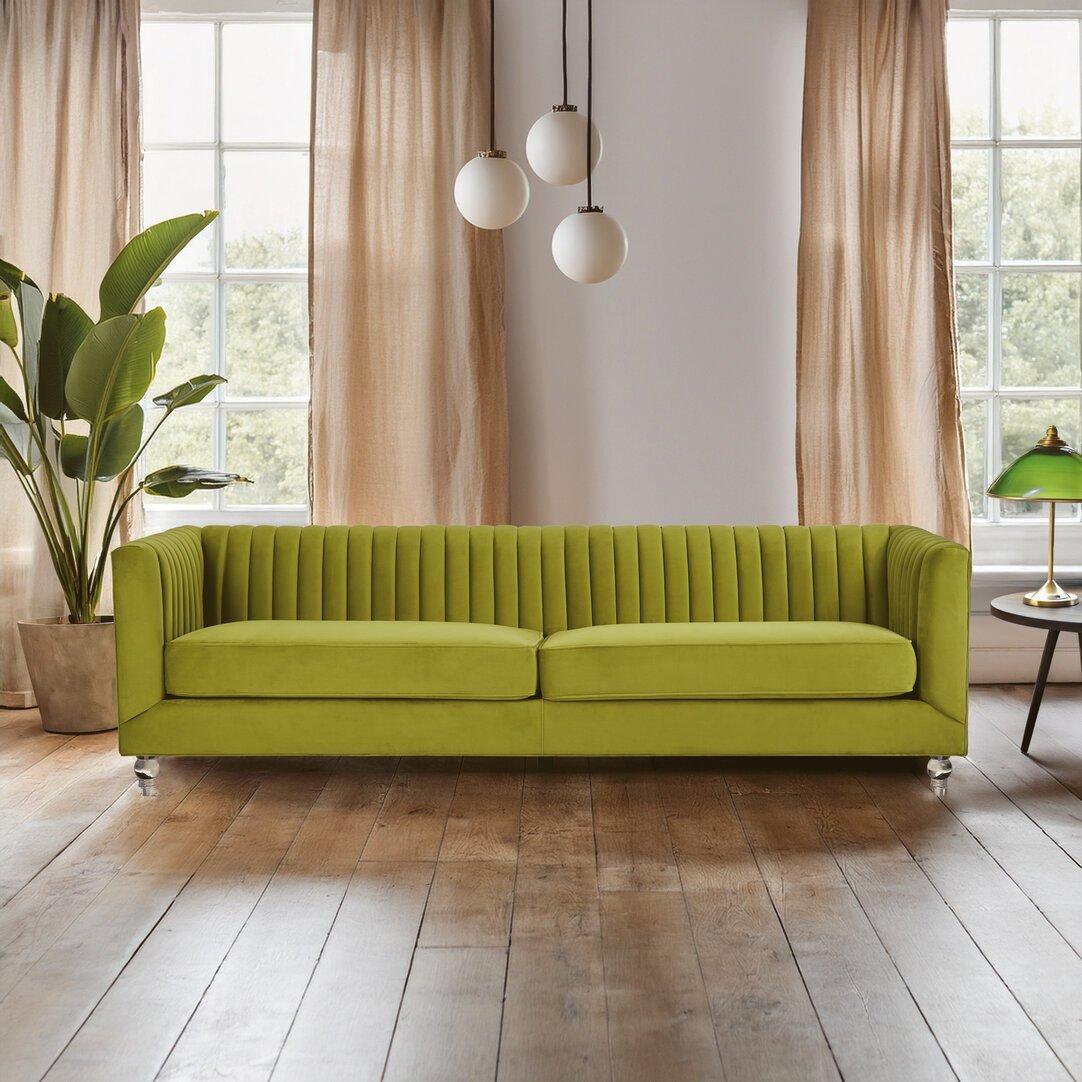 Fifty Five South  Brasa 3 Seat Velvet Sofa Green