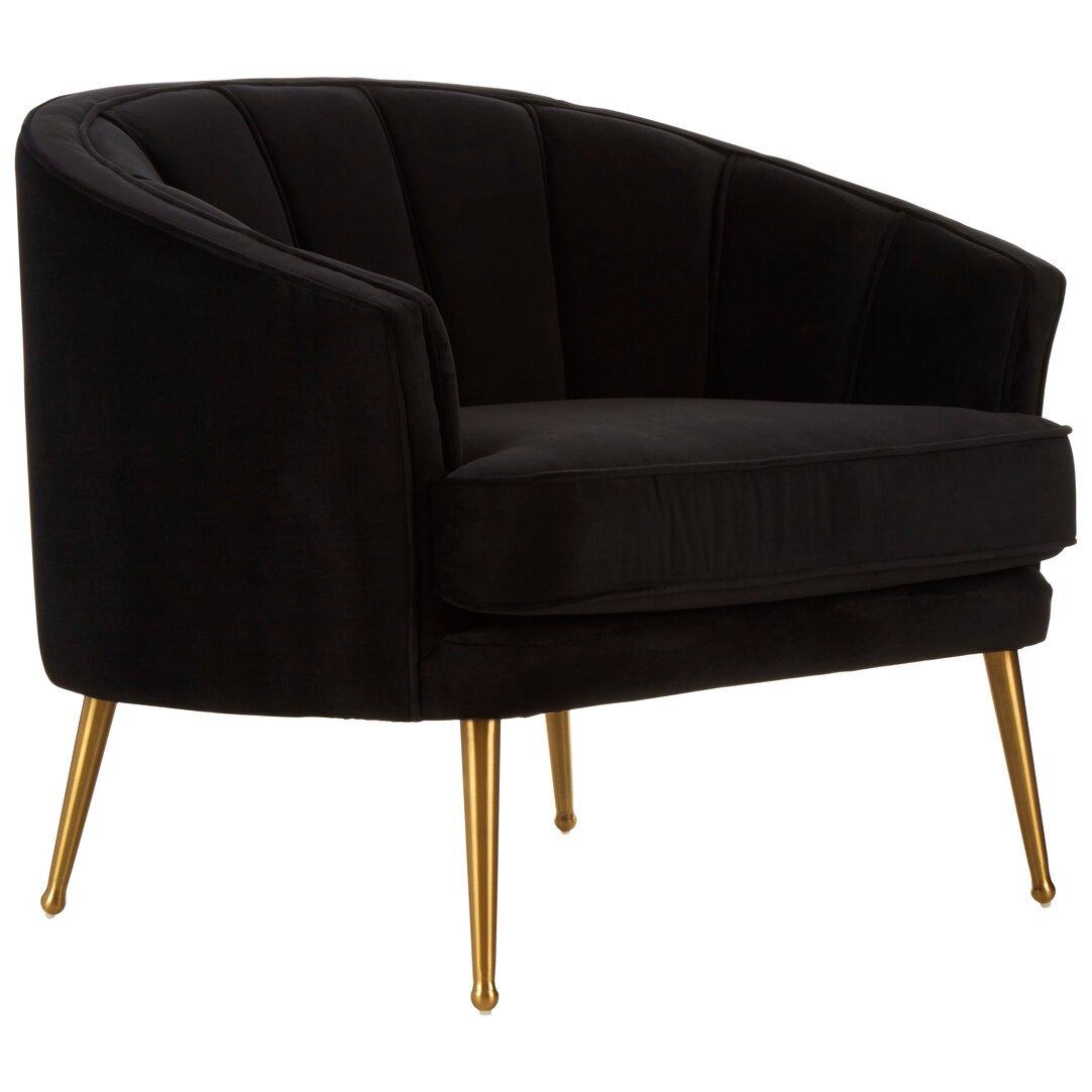Black - Fifty Five South - Hendricks Black Velvet Chair with Gold Finished Le - 1